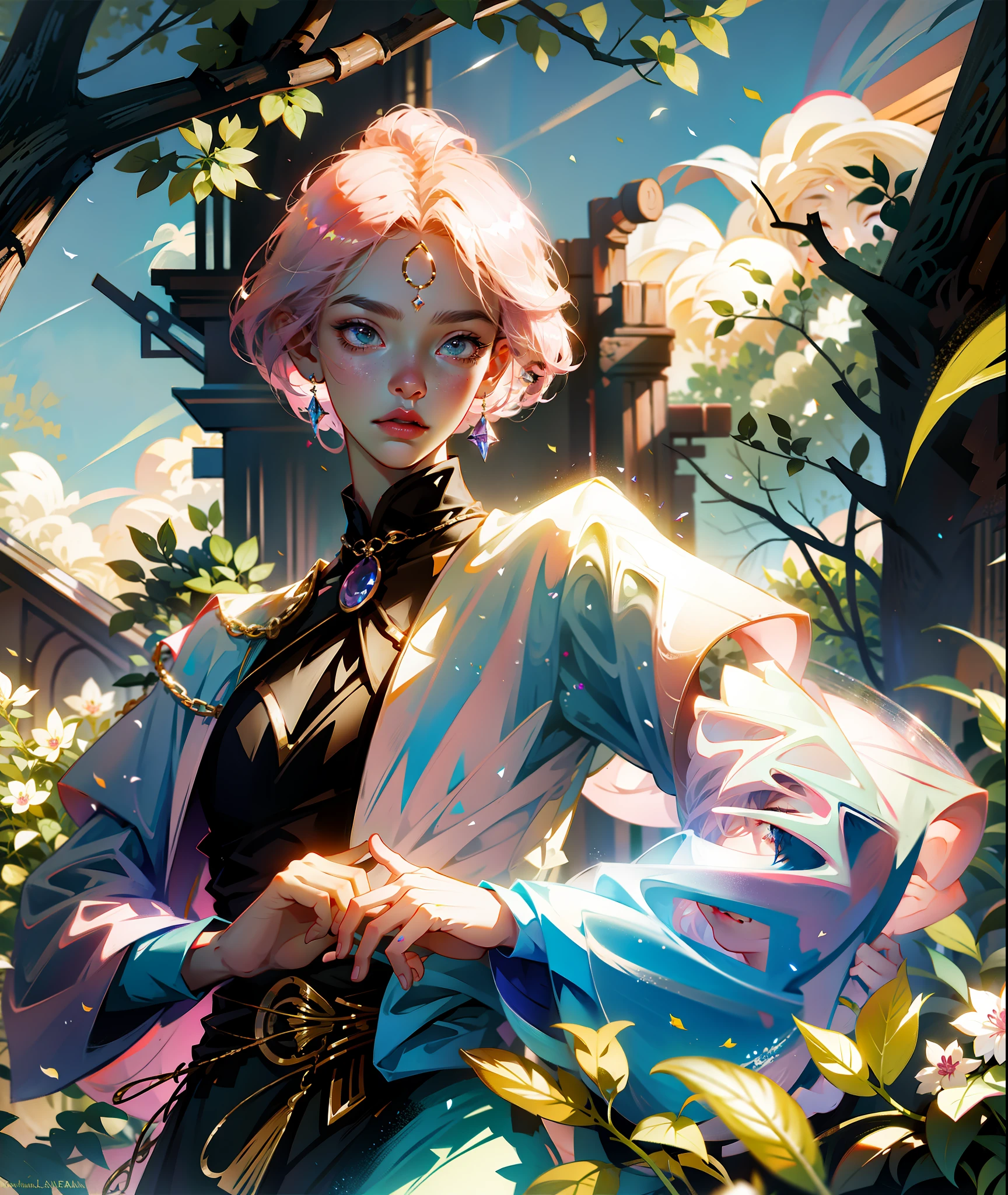 Masterpiece, a faery male, faery Prince, with Lollipop no his hand, cute sexy, pink hair, short hair