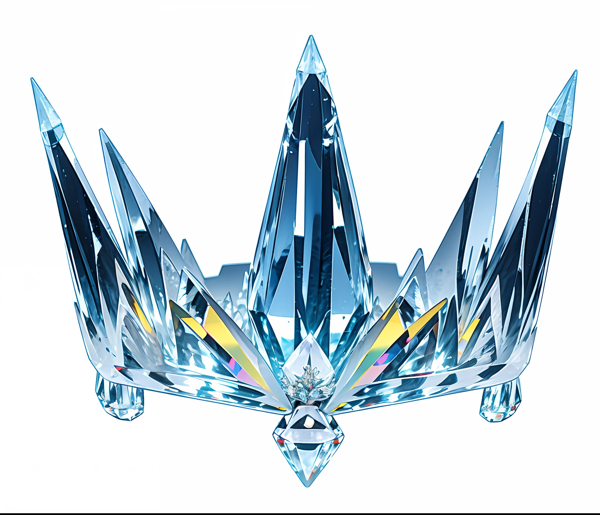 8k, (crown close-up), positive perspective!! , with a diamond crown on a white background, diamond wings!! ,(((((white crystal)))),((Left and right symmetrical crown)),(Slender crown)))),(Smooth lines)))), Gorgeous and colorful, (((Colorful)), Complex diamonds, ultra-realistic fantasy crown, crystal crown, white laser crown, crystal corolla, floating crown, (ray tracing), (clean background)), crown, corolla, crown, giant diamond crown, diamond tiara, amazing flower crown, diamond crown --auto --s2