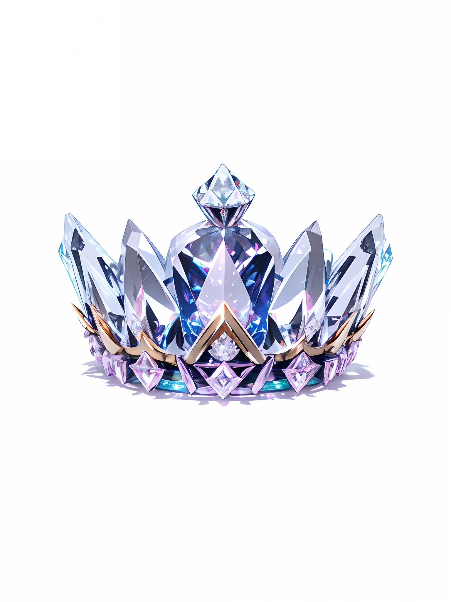 8k, (crown close-up), positive perspective!! , with a diamond crown on a white background, diamond wings!! , ((Symmetrical Crown on the left and right)), gorgeous, colorful, complex diamonds, ultra realistic fantasy crown, crystal crown, white laser crown, crystal corolla, floating crown, (ray tracing), ((clean background)), crown, giant diamond crown, diamond tiara, amazing flower crown, diamond crown --auto --s2