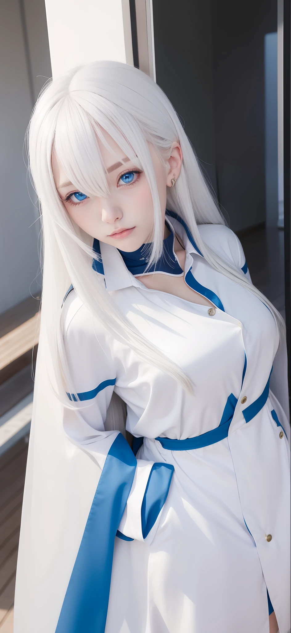 White hair, blue eyes, Mihayou