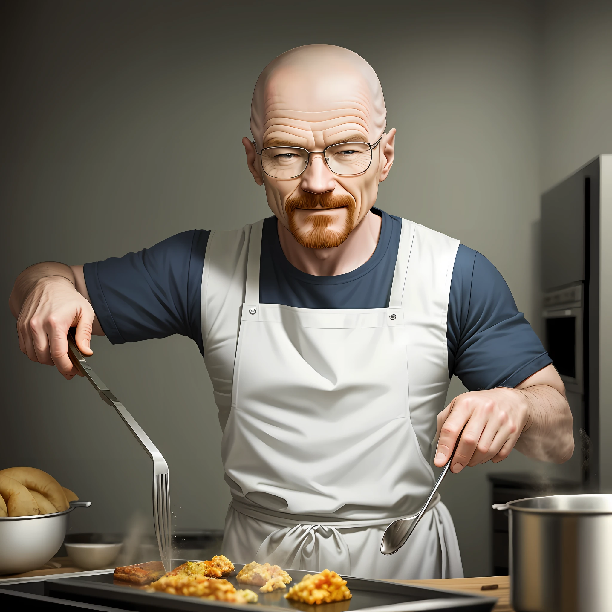 Walter White cooking smiling nice hair