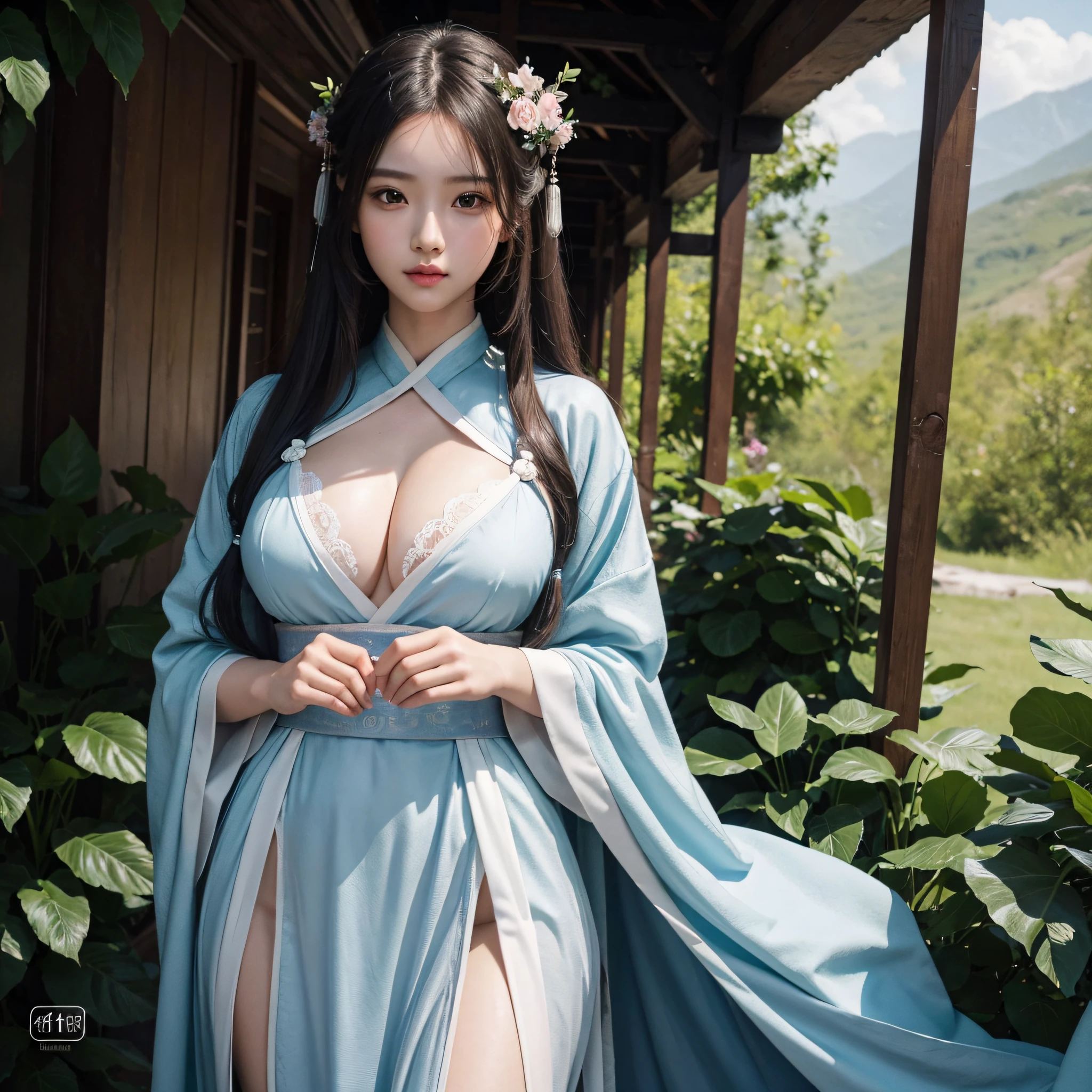 best quality,masterpiece,illustration,an extremely deciple and beautiful,extremely detailed,CG,unity,8k wallpaper,Amazing,finely detail,master,best quality,official art, extremely detailed CG unity 8k wallpaper,huge file size, super detailed, high resolution, very detailed, pretty detailed girl, very detailed eyes and face, beautiful detailed eyes,,(Hanfu: 1.1), 1girl, full body, full body photo, giant breasts, sexy pose, exposed clothes. Transparent clothes, buttocks, back photos