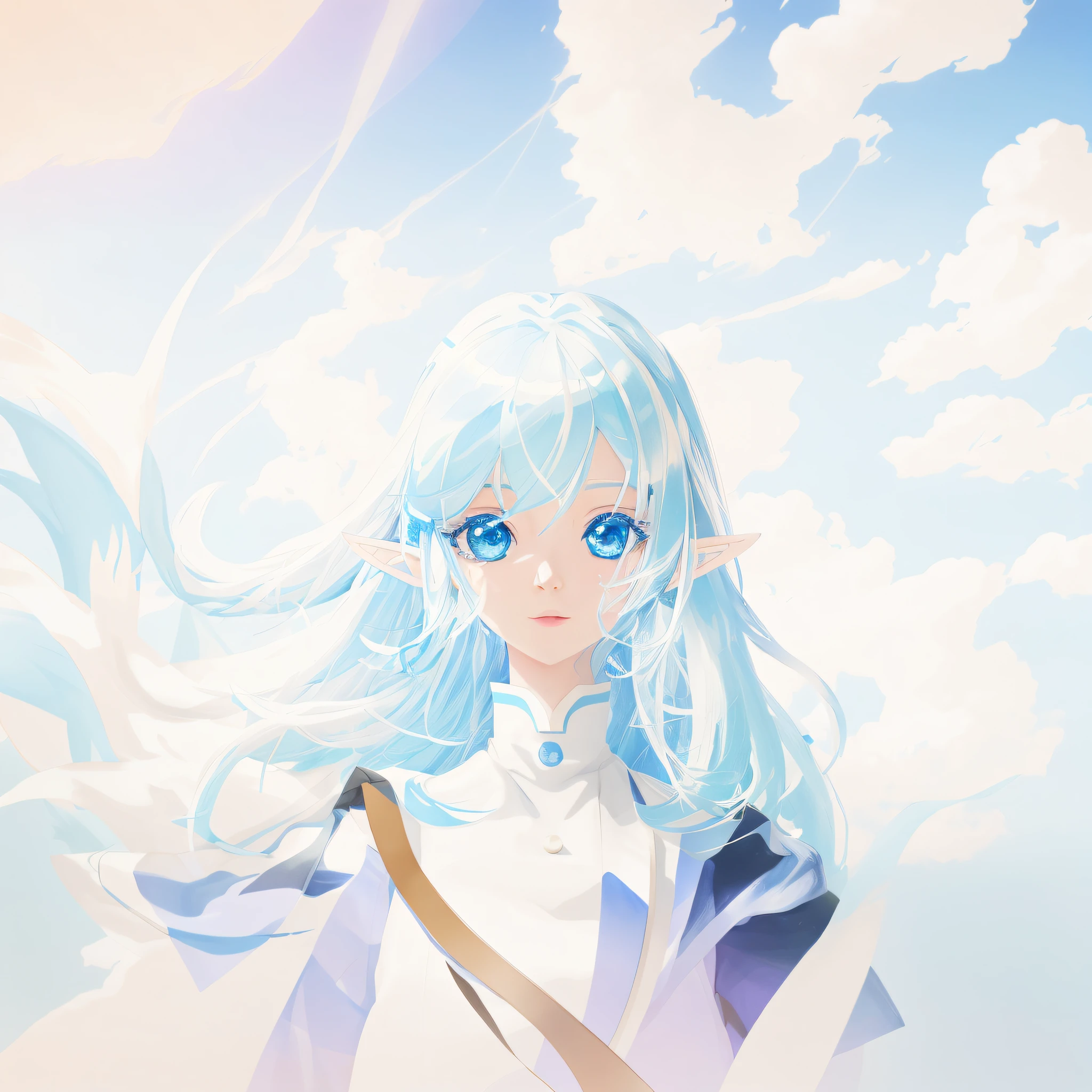 anime girl with blue hair and blue eyes holding a cell phone, detailed digital anime art, azure. detailed hair, digital anime illustration, made with anime painter studio, anime in fantasy style, clean detailed anime art, stylized anime, blue elf, digital anime art, painted in anime painter studio, anime styled digital art, anime illustration, flat anime style shading