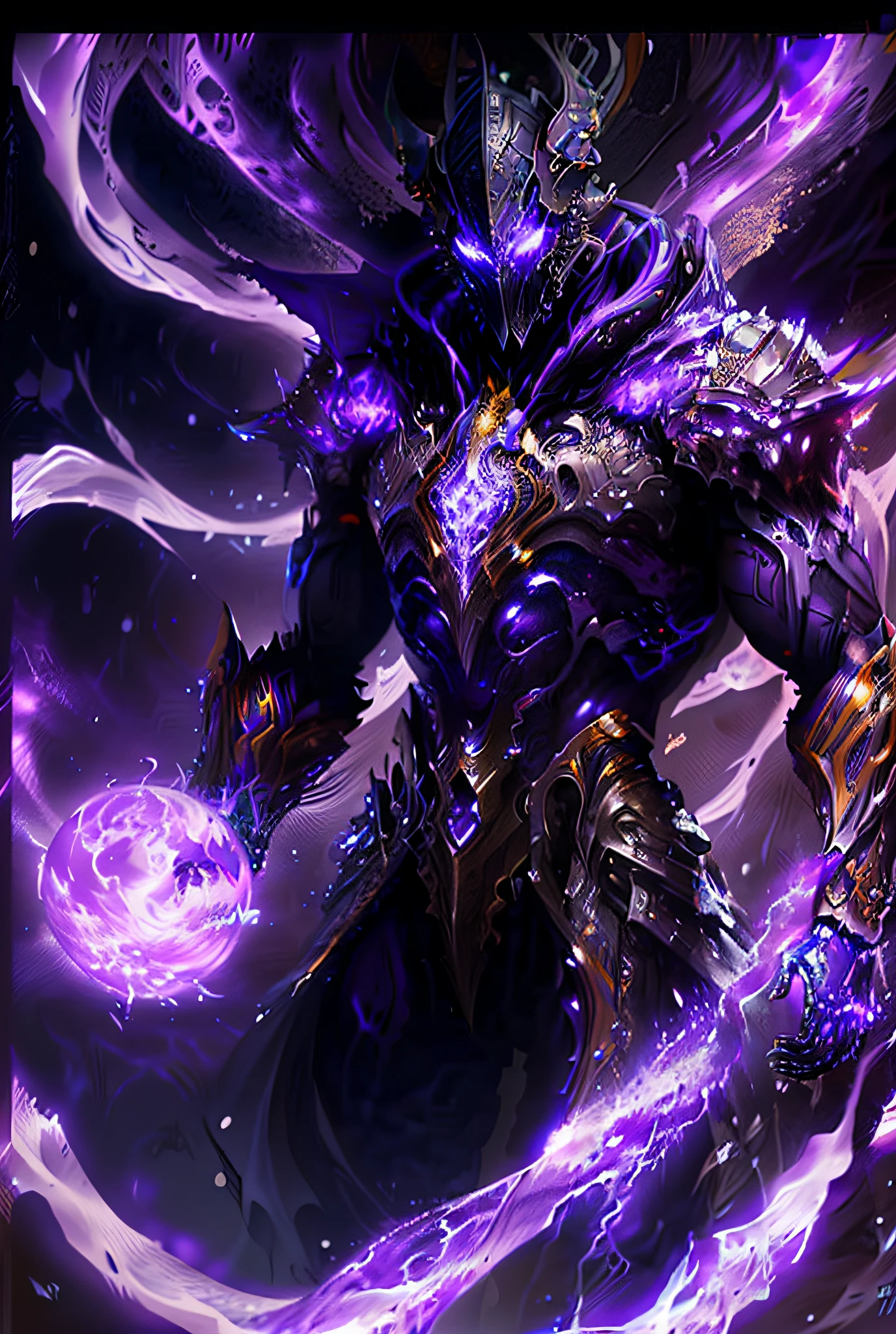 a picture of a man with a purple robe and a purple ball, purple glowing core in armor, league of legends character, nocturne from league of legends, trending on artstation.', league of legends arcane, splash art, aurelion sol, djinn man male demon, style of league of legends, inspired by Huang Shen, extremely detailed artgerm ، الألوان الصويا أرجواني احمر اسود ازرق