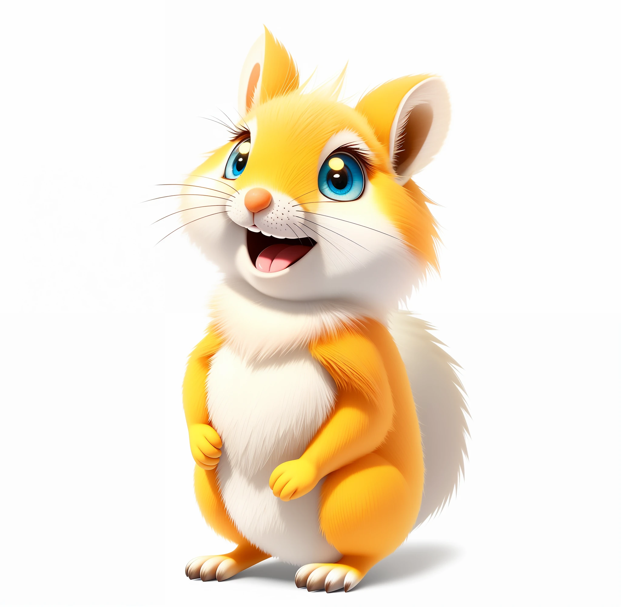 (Masterpiece), (Best Quality), (Ultra Detail), (Full Body:1.2), Super Cute, Baby, Pixar, Baby Squirrel, Big Bright Eyes, Fluffy, Smile, Delicate and Fine, Fairy Tale, Incredibly High Detail, Yellow and White Hair, Short Tail, Pixar Style, Bright Color Palette, Natural Light, Simple Background with Pure Colors, Octane Rendering, Trending in Artstation, gorgeous, ultra wide, 8k, HD, realistic