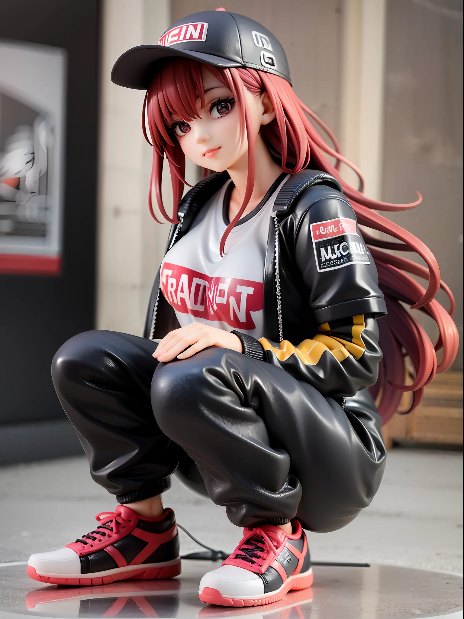 absurdres, highres, ultra detailed, (1 young beautiful girl, solo:1.1),streetwear, graphic tees, cargo pants, bomber jackets, high-top sneakers, snapback hats, bold patterns,