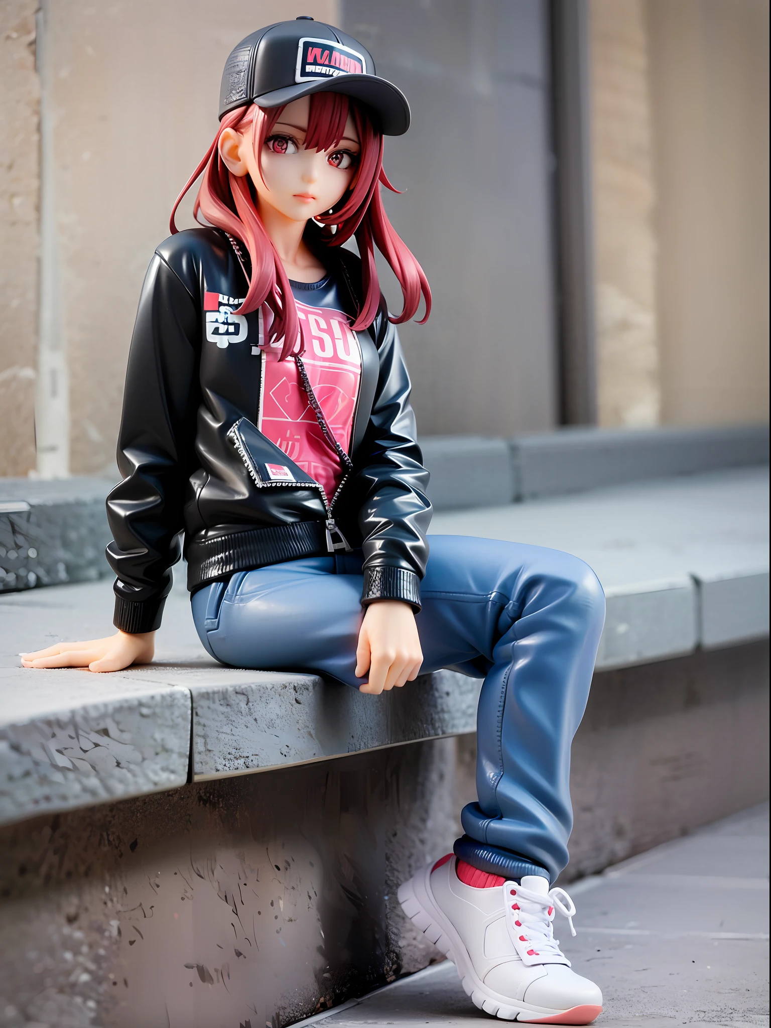 absurdres, highres, ultra detailed, (1 young beautiful girl, solo:1.1),streetwear, graphic tees, cargo pants, bomber jackets, high-top sneakers, snapback hats, bold patterns,