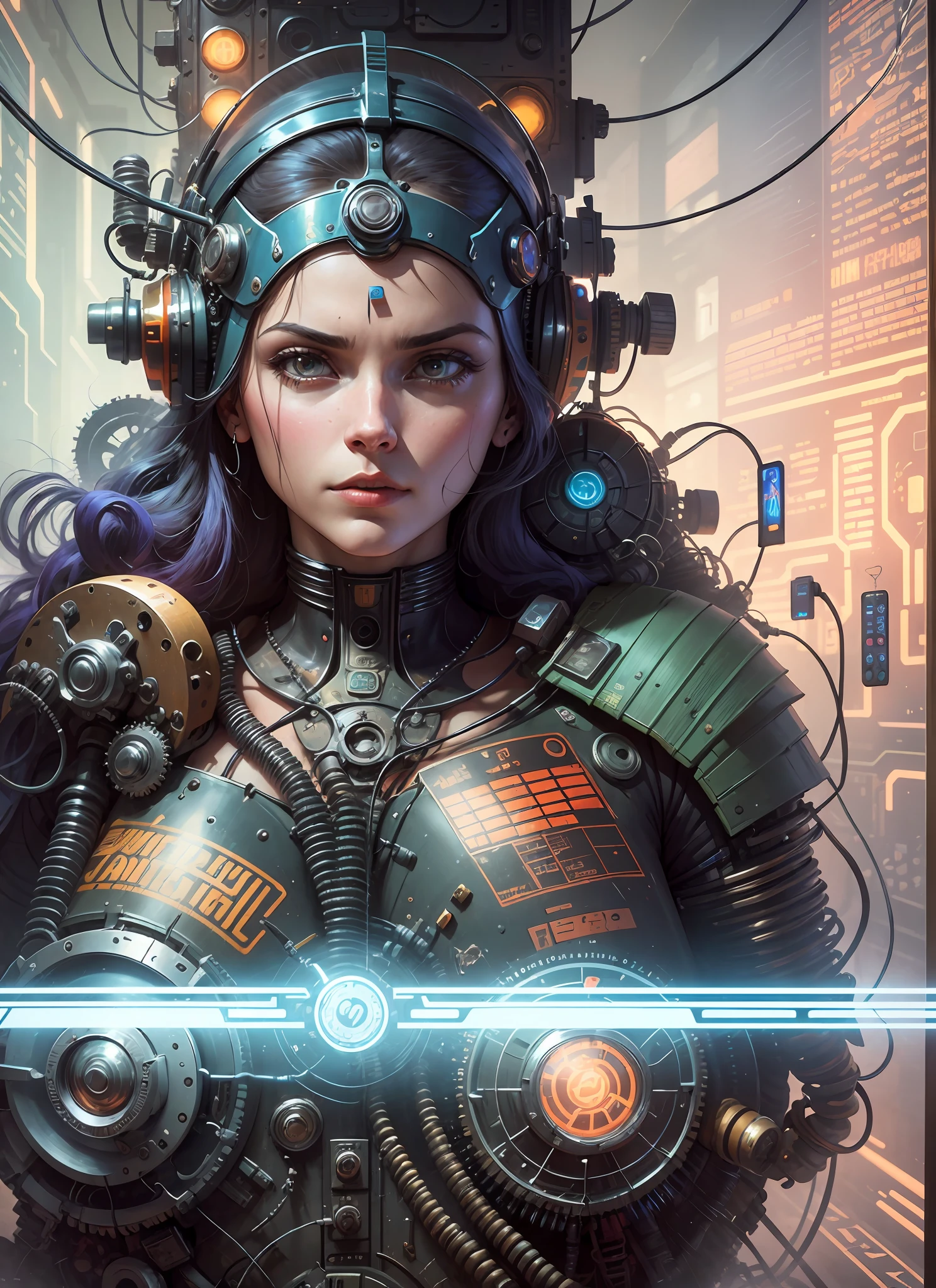 A close up of a woman in a futuristic suit with a sci - fiore - SeaArt AI