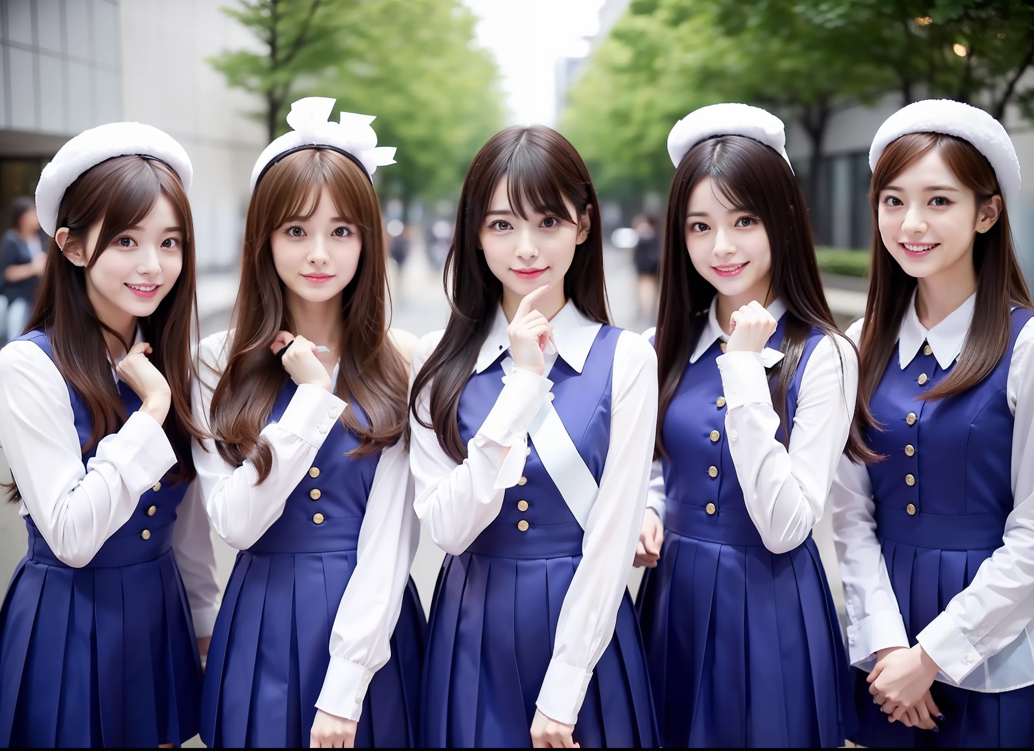 3 girls of Nogizaka 46, idol costume, beautiful girl, beautiful, cute, neat, outside
