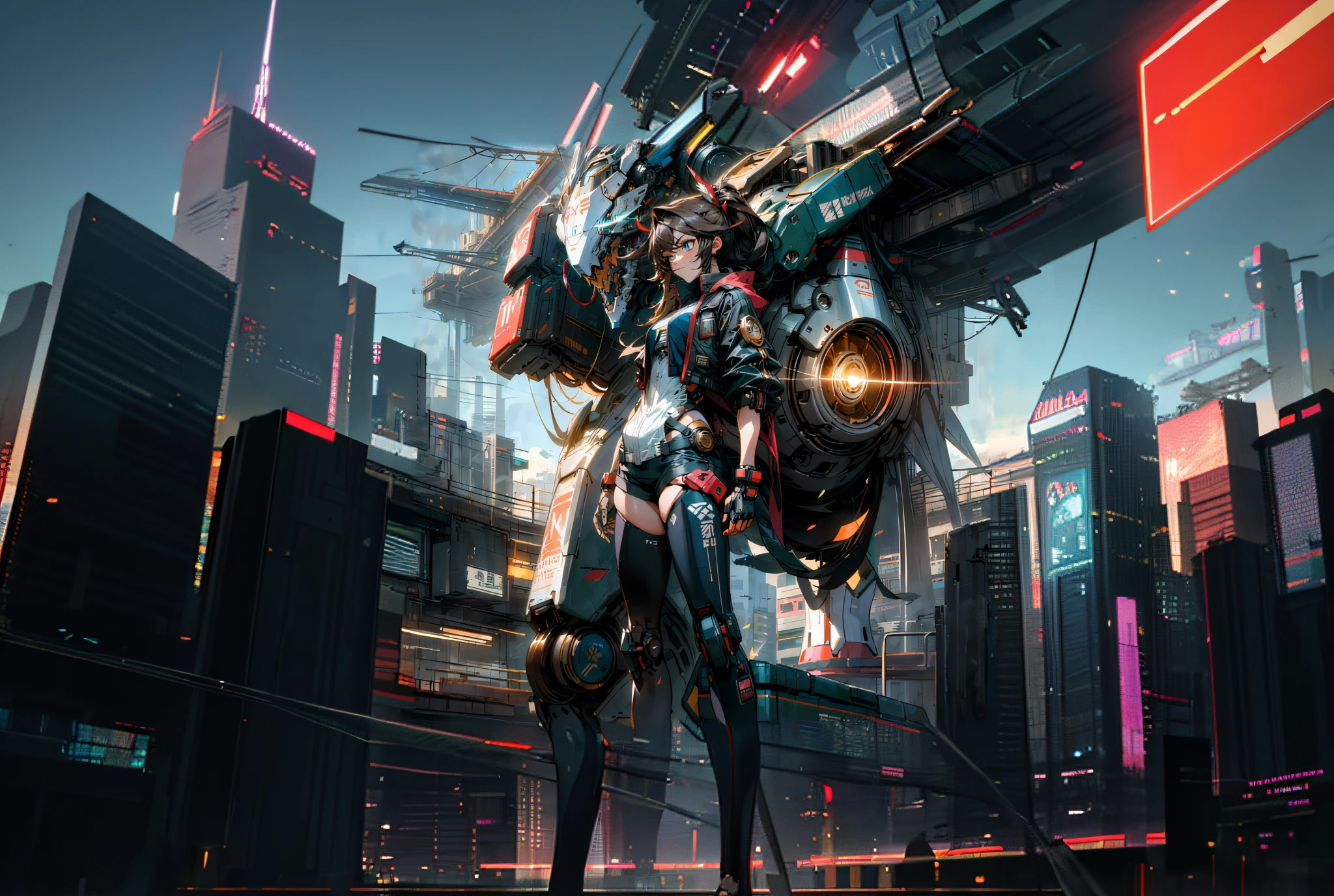 future city, metropolitan city, clear sky, cyberpunk city