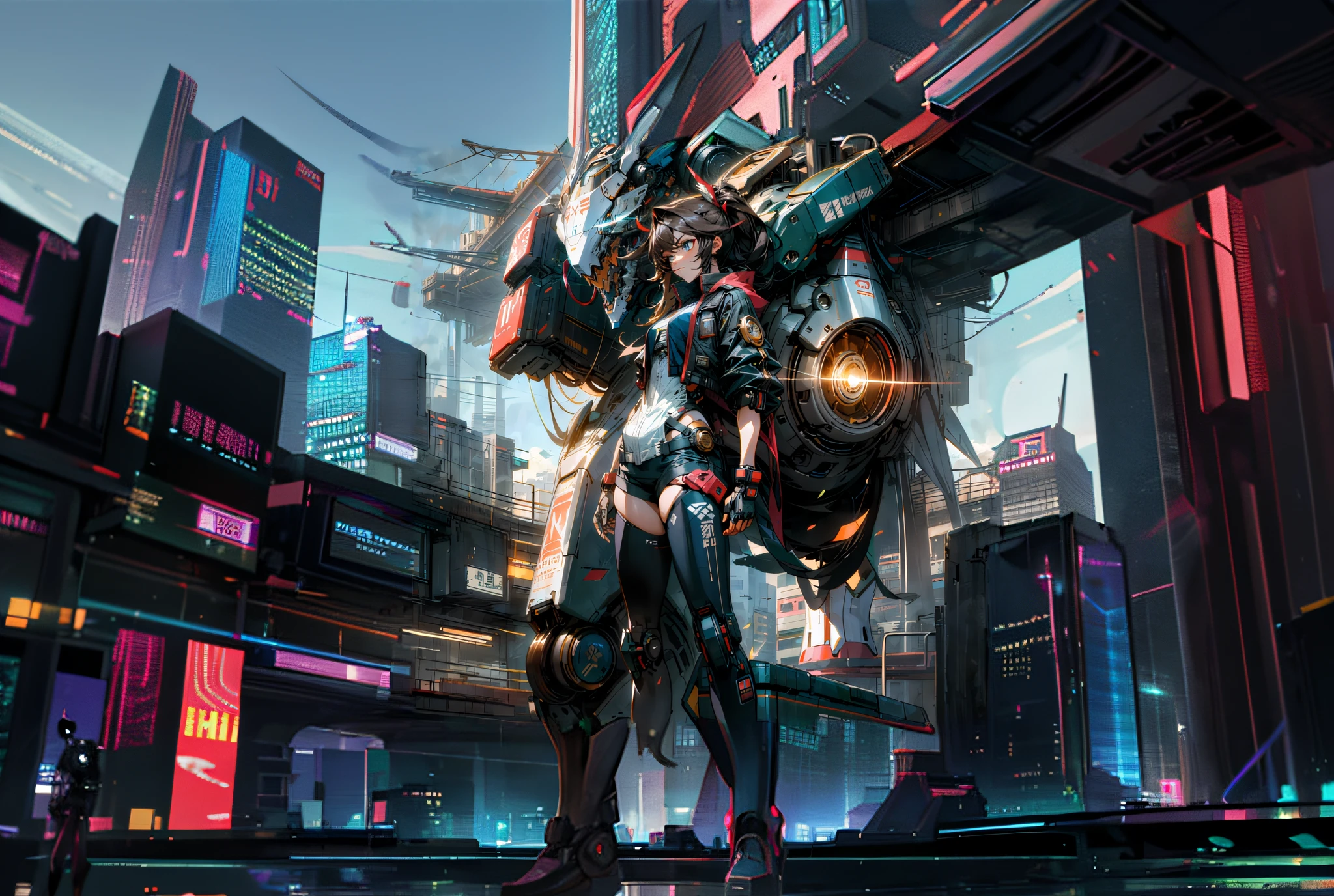 future city, metropolitan city, clear sky, cyberpunk city