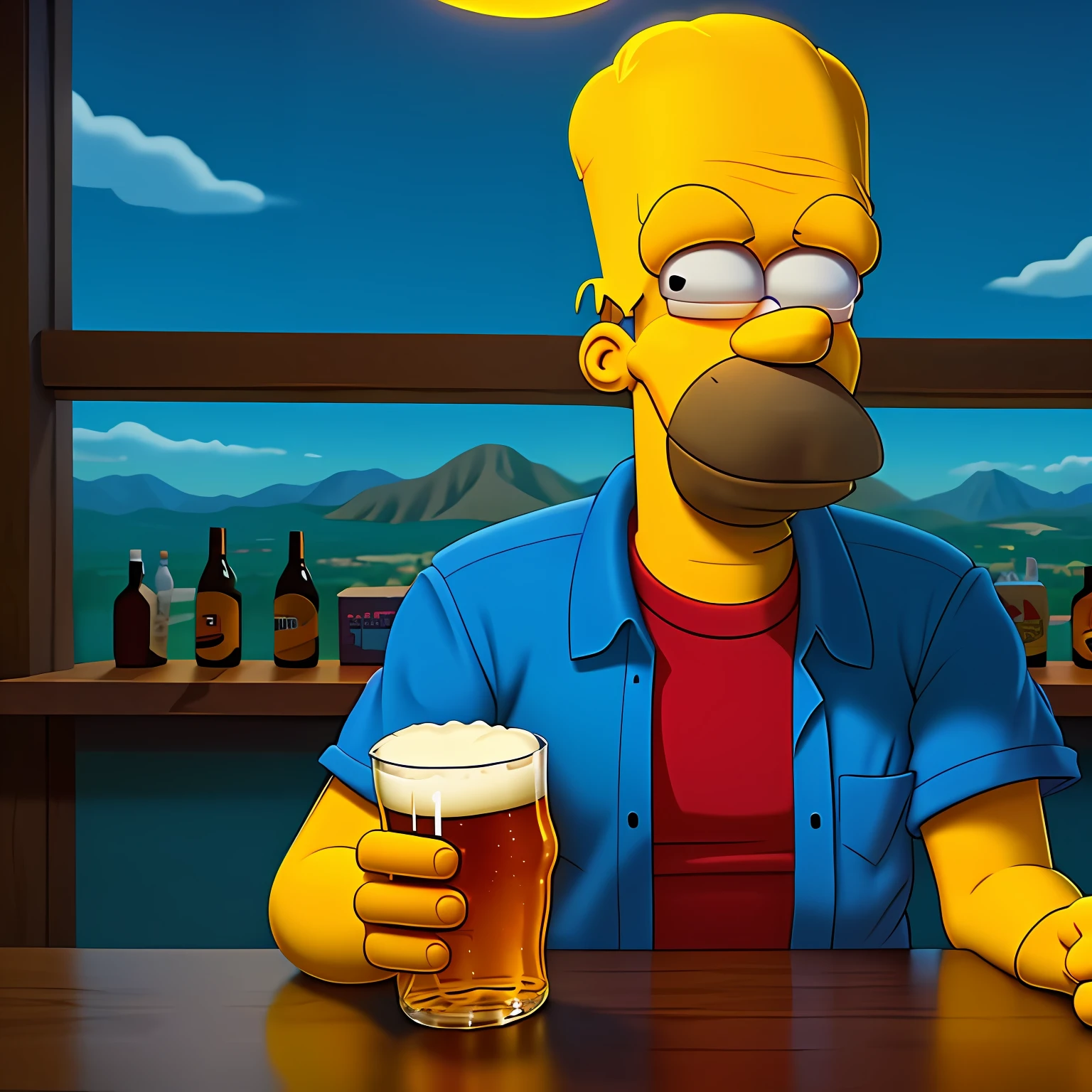 Simpson drinking beer ultra hd realistic cinematic professional