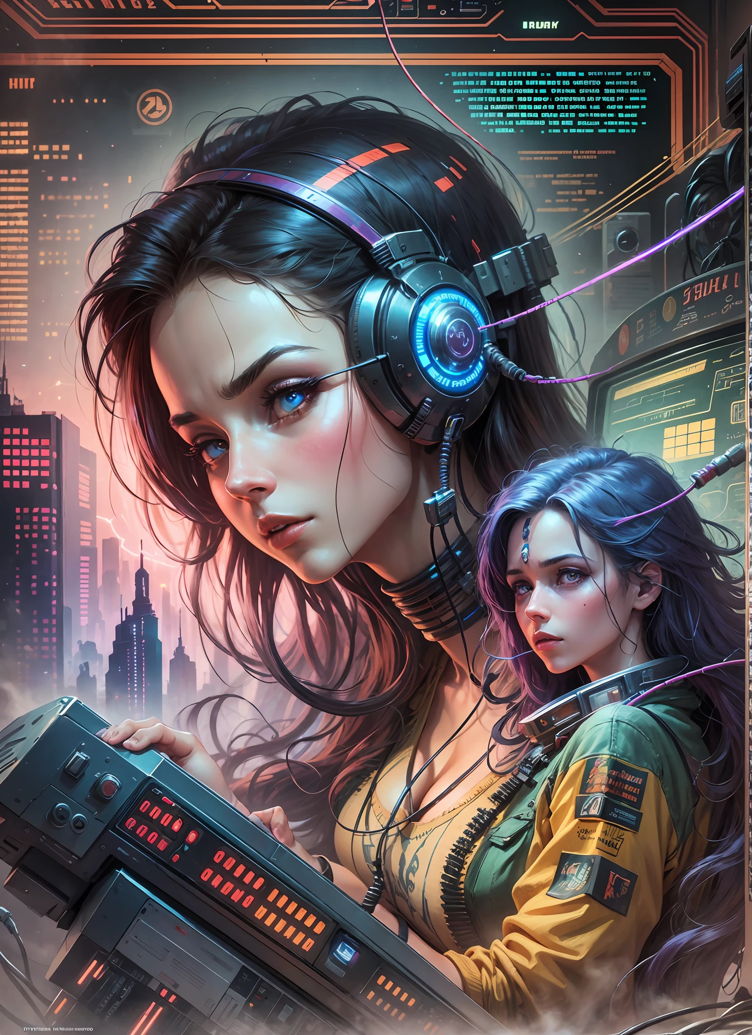 A retrofuturistic scene of an arcade wired mess on computer, mechanical delay, wiring components, ultrago austin metal wiring, iris van Buren, Karol Bak, Kiichi Obituary by Beksinski, david falls fanart machine --auto --s2
