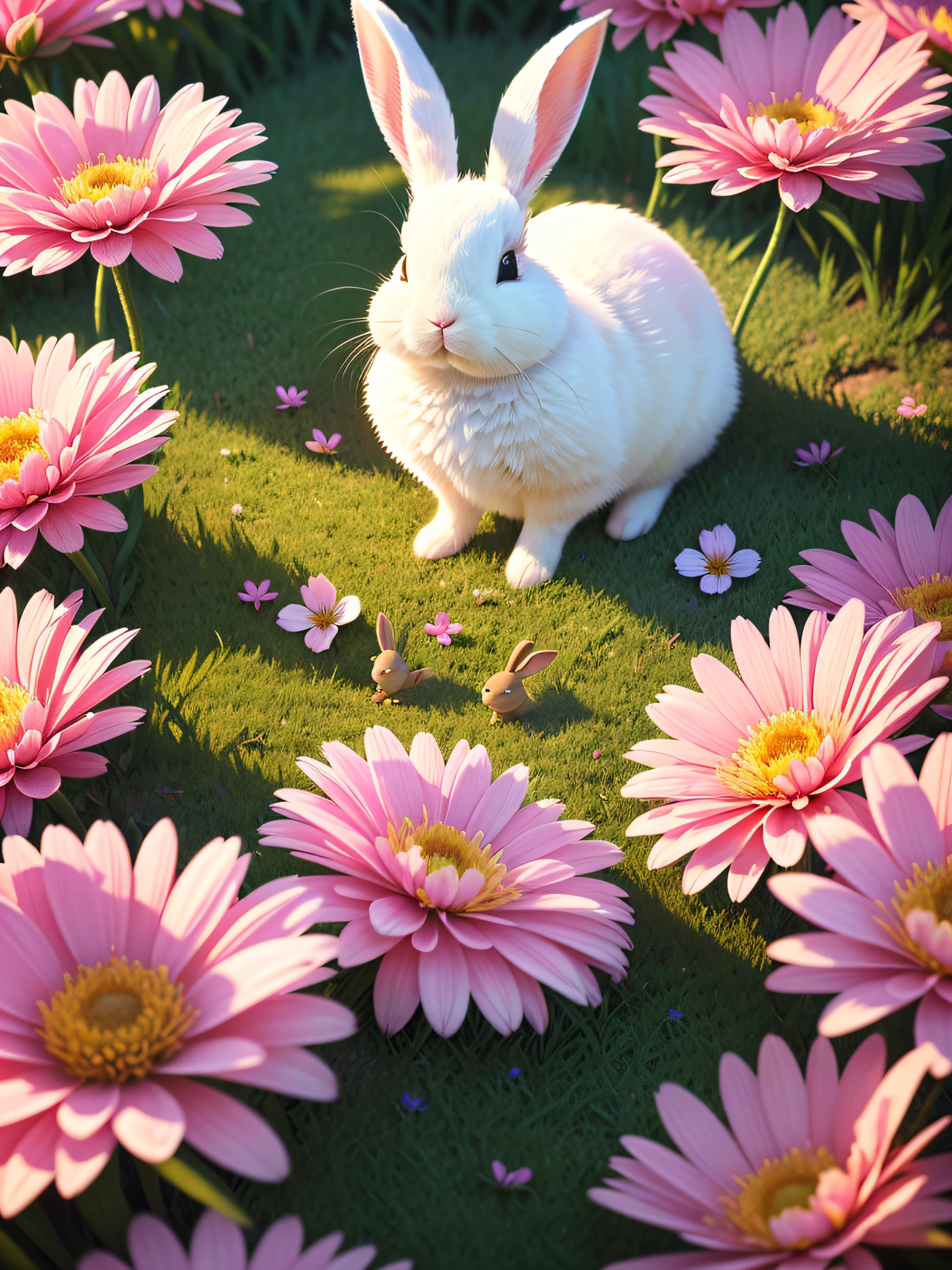 (extremely detailed CG unity 8k wallpaper,masterpiece, best quality, ultra-detailed),(best illumination, best shadow, an extremely delicate and beautiful),(cute bunny),(sleeping),(beautiful grass),(clouds),(colorful flowers)