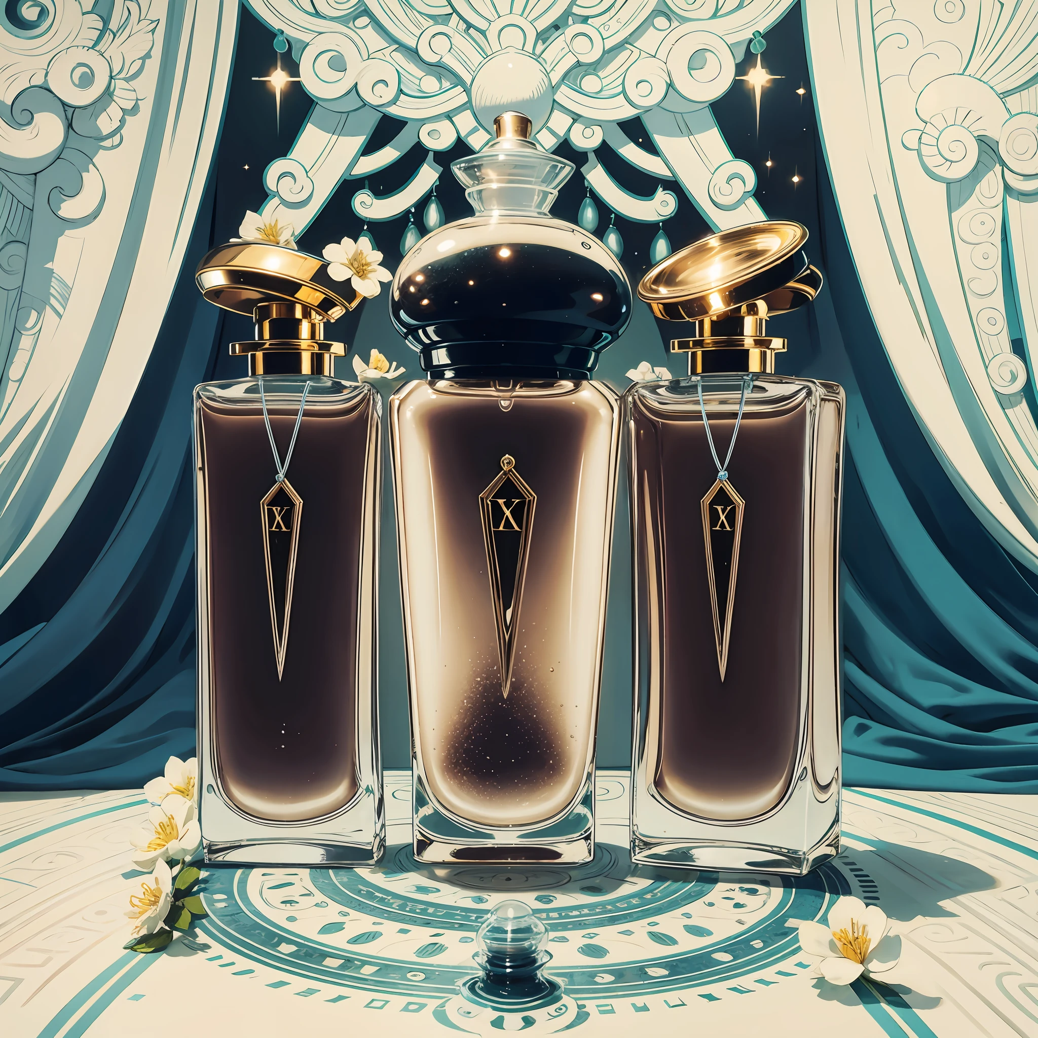 Realistic scene More perfume lids
