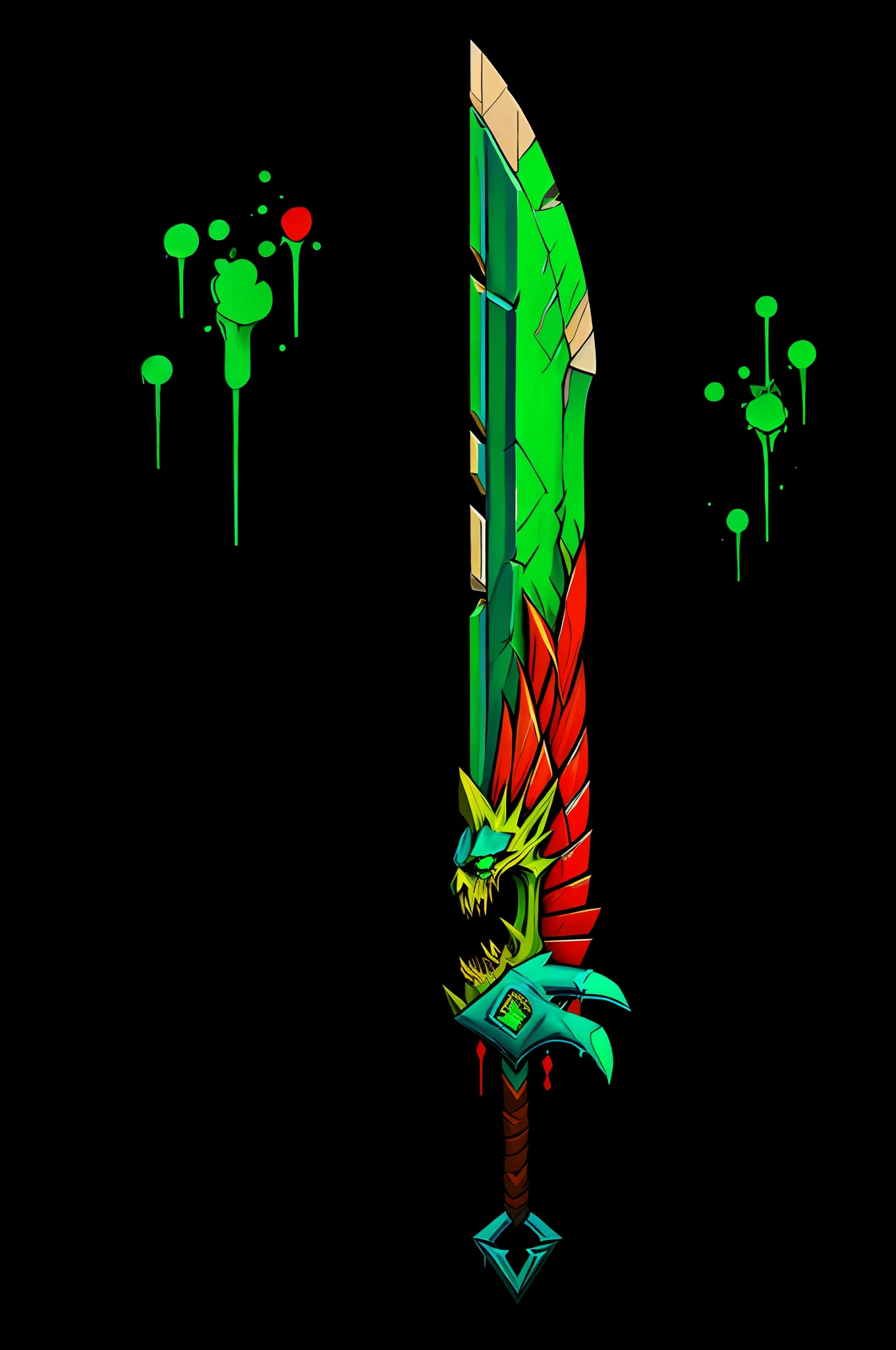 Game Art of cleaver in Painting Comix art style, best quality, Trending on Artstation, masterpiece, poisoned green