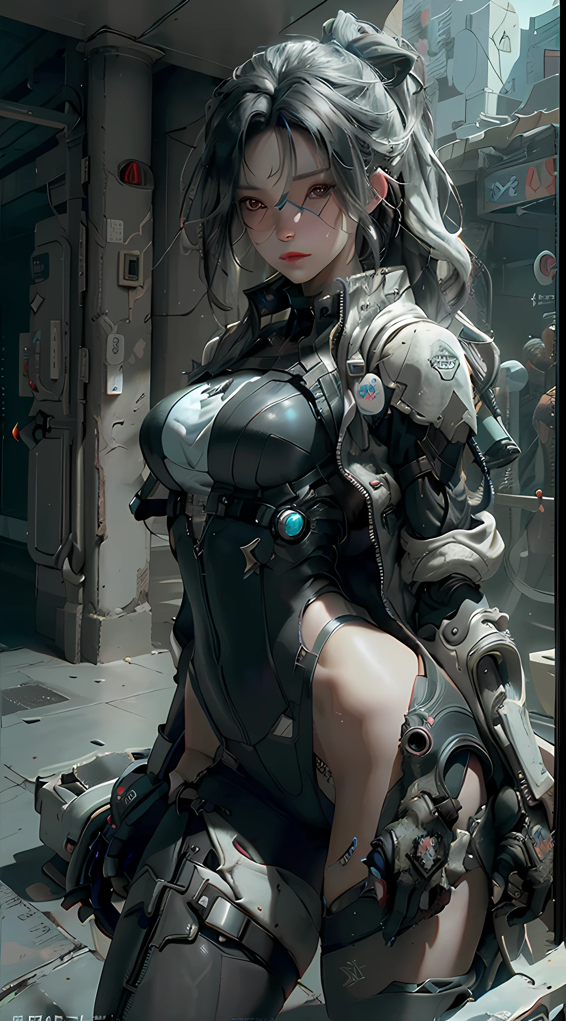 ((Best quality)), ((masterpiece)), (detailed:1.4), 3D, an image of a beautiful cyberpunk female,HDR (High Dynamic Range),Ray Tracing,NVIDIA RTX,Super-Resolution,Unreal 5,Subsurface scattering,PBR Texturing,Post-processing,Anisotropic Filtering,Depth-of-field,Maximum clarity and sharpness,Multi-layered textures,Albedo and Specular maps,Surface shading,Accurate simulation of light-material interaction,Perfect proportions,Octane Render,Two-tone lighting,Wide aperture,Low ISO,White balance,Rule of thirds,8K RAW,
