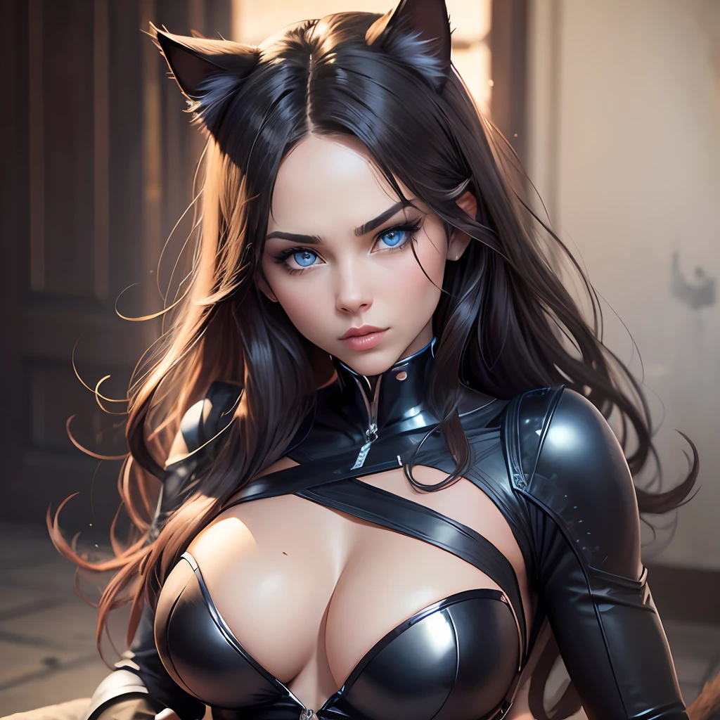 Cat woman, blue eyes, ultra realistic sexy --auto --s2