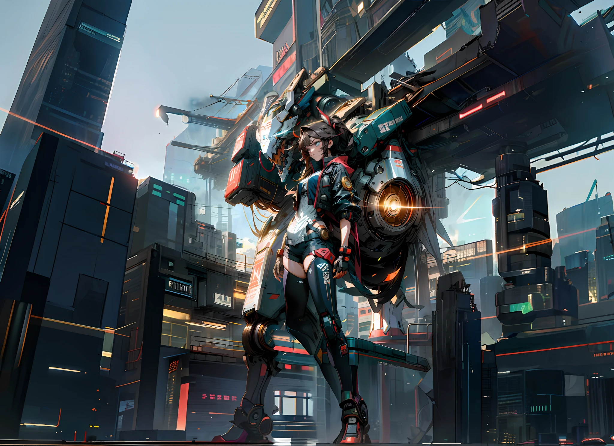 leg of a cyberpunk cloating girl