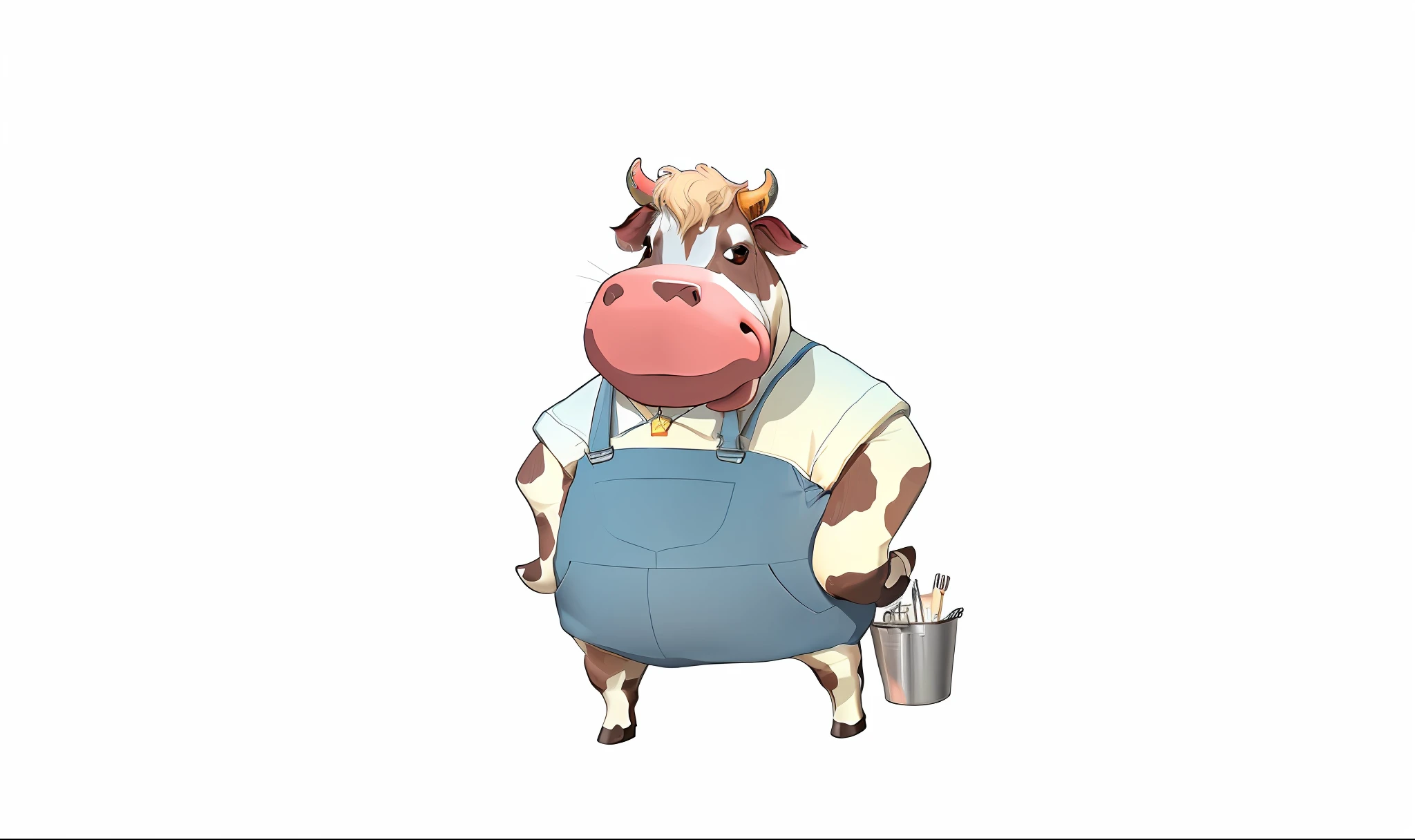 Q version cow hand drawn original art HD