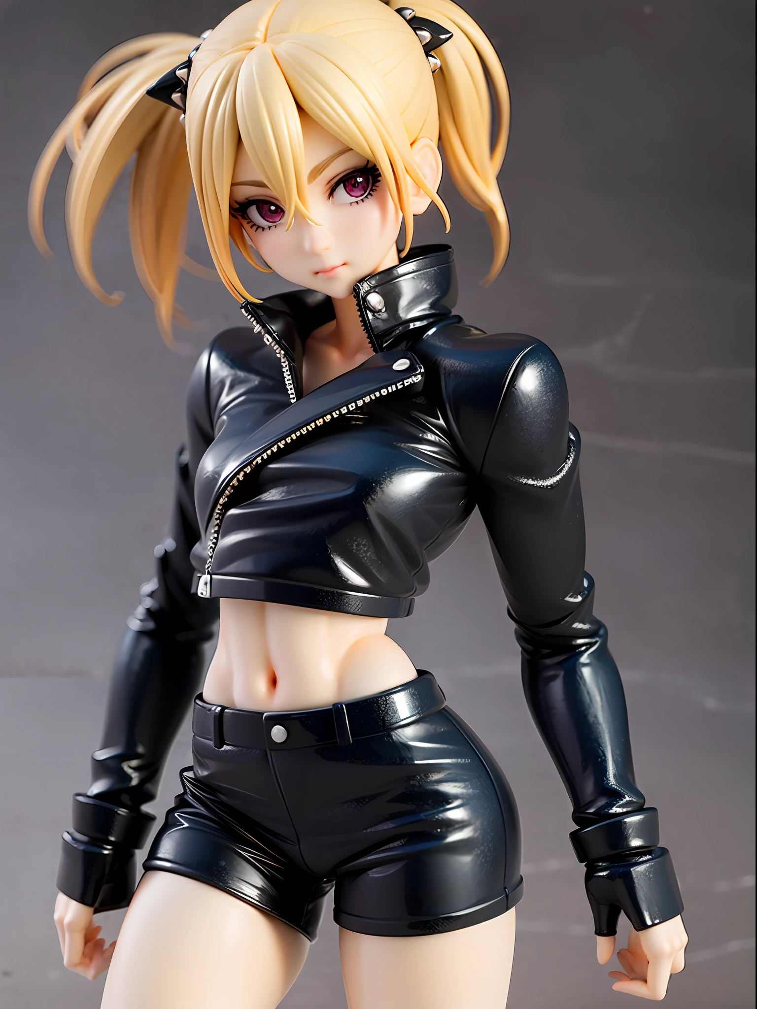 highres, ultra detailed, (1 young beautiful girl, solo:1.1),rock style, edgy clothing, leather jackets, band tees, studded accessories, skinny jeans, bold makeup, statement footwear