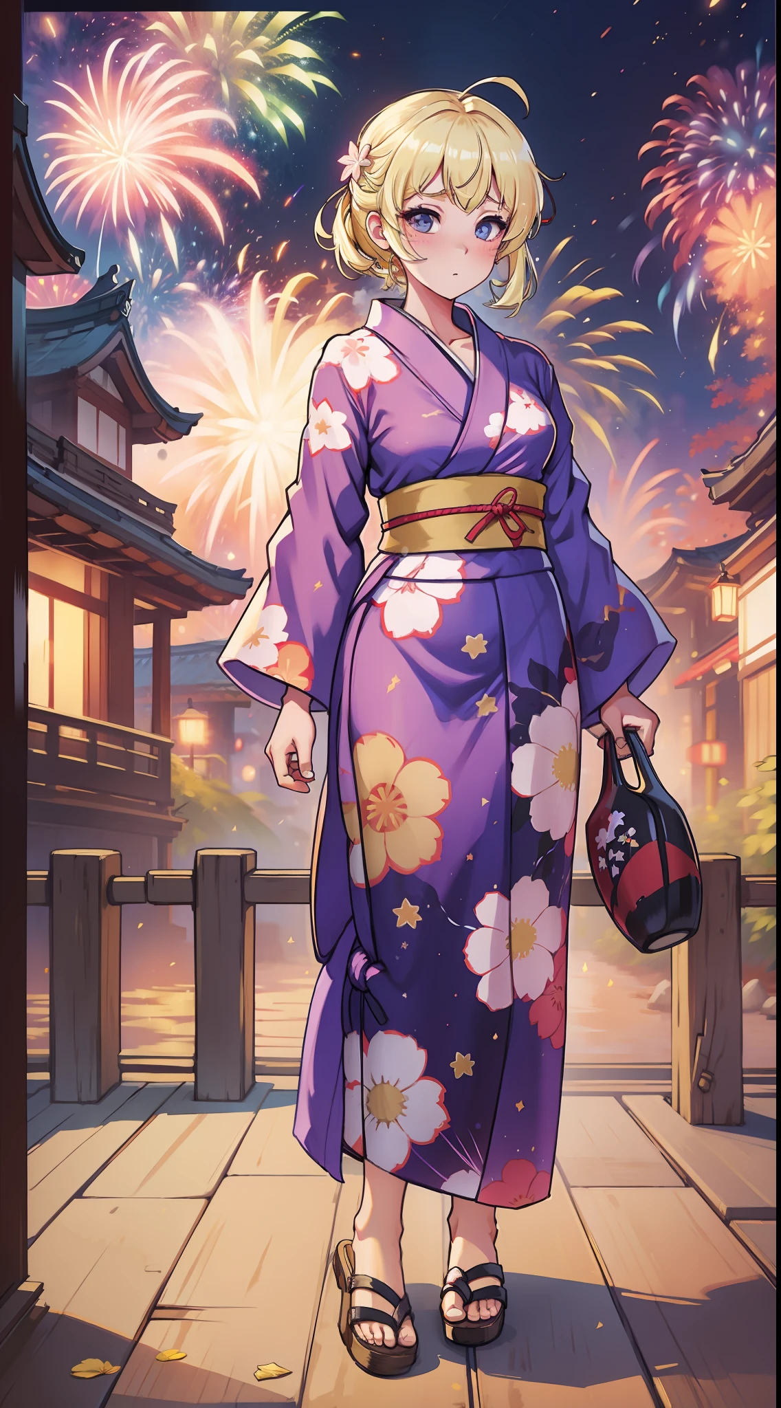 Summer Fireworks Night Full Body Yukata Blonde