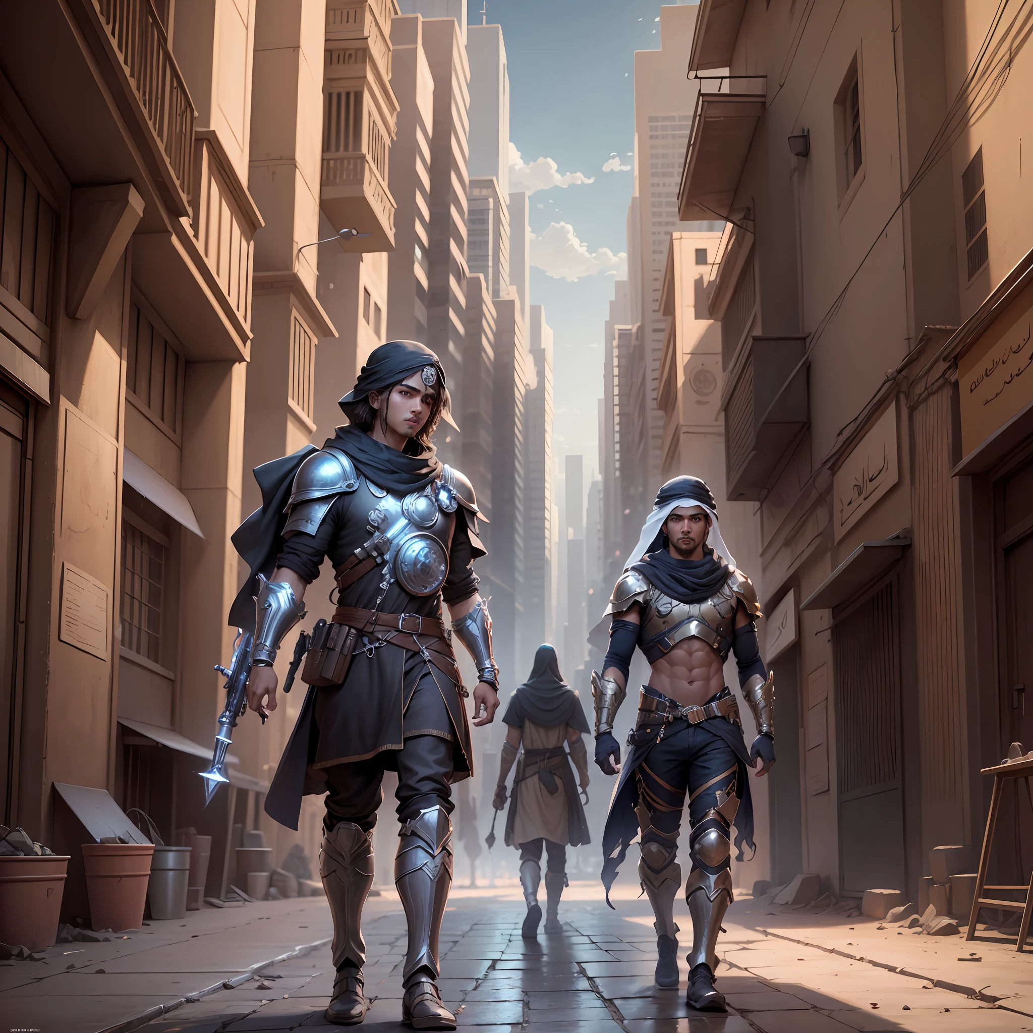 ultra detail, high resolution, ultra detailed, best quality, amazing, superior quality, extremely detailed CG unity 8k wallpaper, cinematic lighting, arabic, dark boy, city in desert, not Future