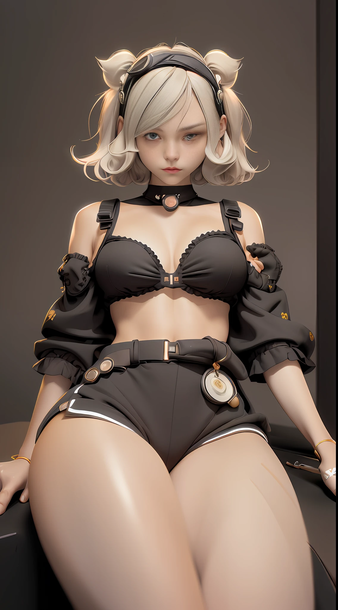 ((Top Quality, 8k, Masterpiece: 1.3)), Photoreality (1.4)), Raw Photo, Single Woman, Light Brown Hair, Bob Cut, Super Delicate Face Japan, Delicate Eyes, Double Eyelids, Light Smile, (Black Underwear with Holes: 1.2), (Big: 2), (Sitting Open Crotch: 1.5), Back Alley, (Chest Focus: 1.2), (Perspective: Chest)
