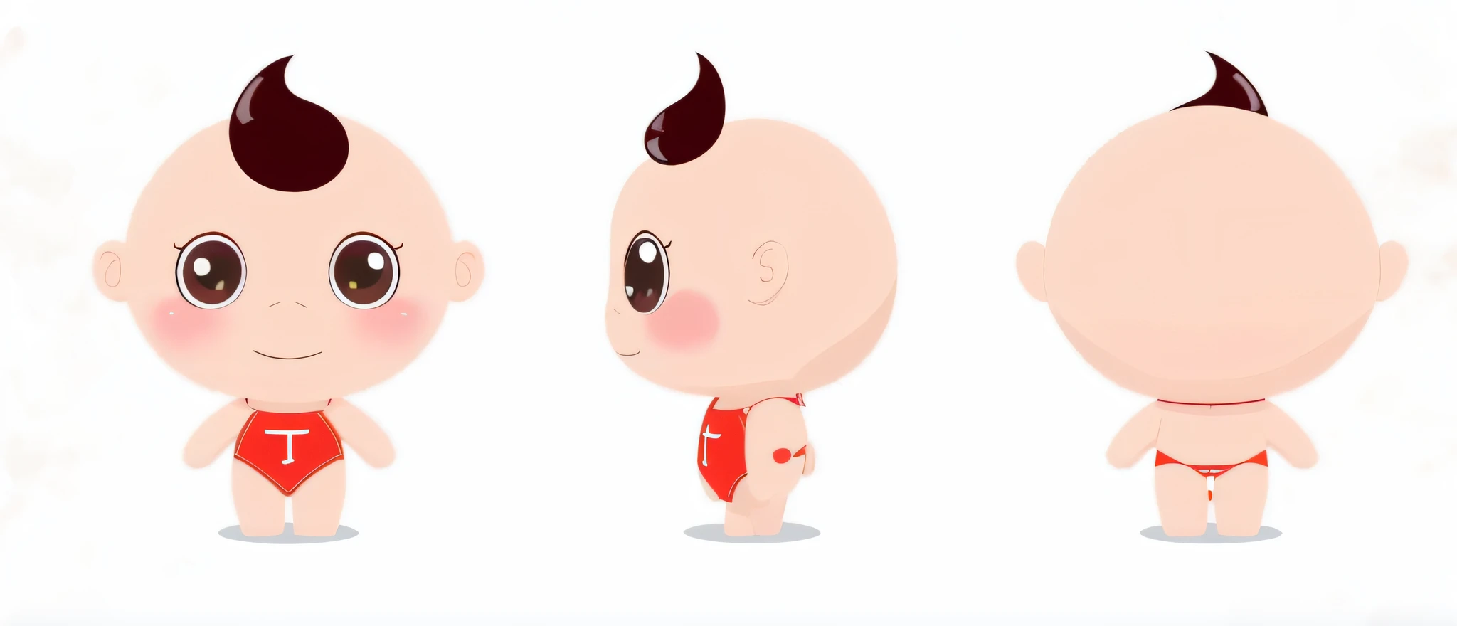 Cartoon Baby with Tang costume, cute cartoon characters, cute characters, high quality character design, animated characters, merged characters, very stylized character design, character design humanoids, stylized character design, cartoon cute, cartoon vector style, animated character design, Mr. Nimbus character design, chibi proportions, character standing, Toonix characters --auto --s2