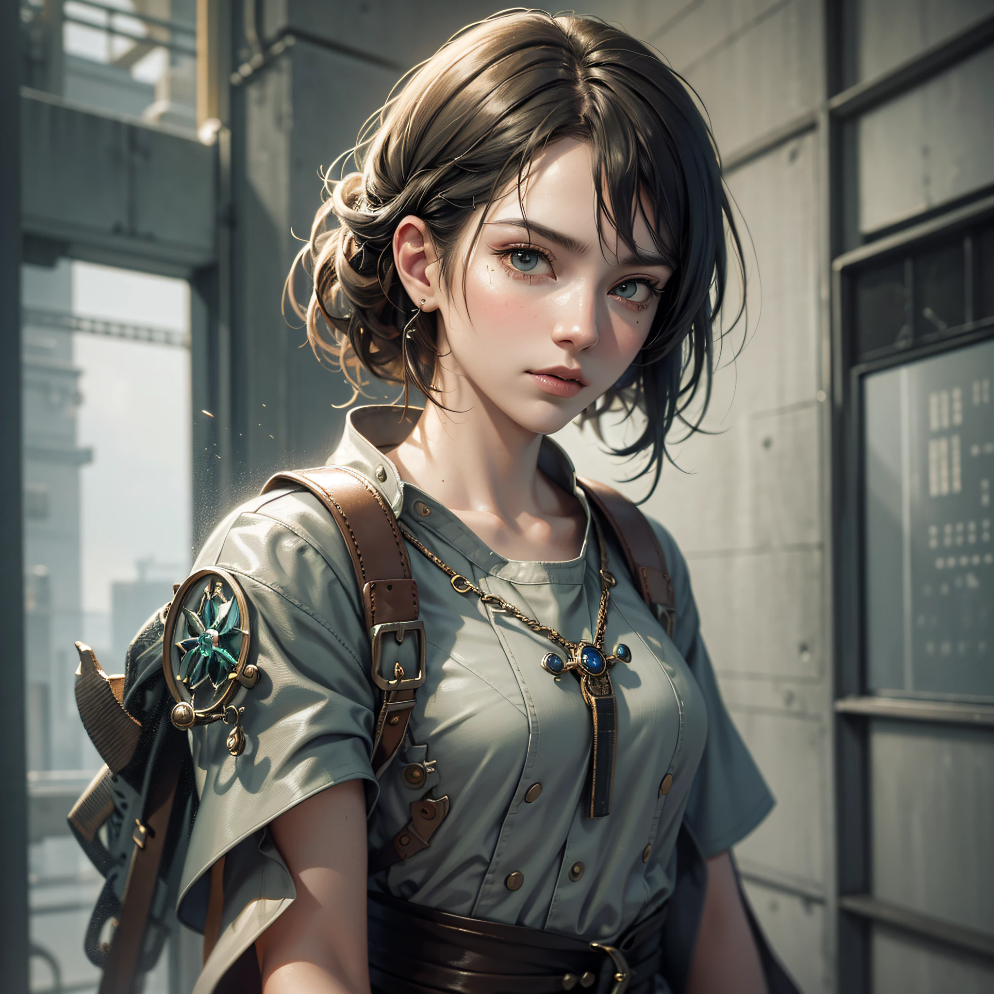 A portrait of a lonely beauty zombie girl alone in a crowd, alabaster skin, grunge suit, gangly background, dubious poses, perfect face, hyper detailed, Dead inside, green eyes, (extremely detailed CG Unity 8K wallpaper), the most beautiful artwork in the world, Atey Ghailan, in the style of Studio Ghibli, by Jeremy Mann, Greg Manchess, Antonio Moro, Intricate, high detail, Photorealistic painting art by Midjourney and Greg Rutakowski, Matte, Bryan organ, Unity 8K CG wallpaper extremely detailed, high detail, Photorealistic painting art by Midjourney and Greg Rutakowski, Matte, Bryan organ, Unity 8K CG wallpaper extremely detailed, High detail, Photorealistic painting art by Midjourney and Greg Rutzowski, Matte, Bryan organ, extremely detailed CG Unity 8K wallpaper, High detail, photorealistic painting art by Midjourney and Greg Rutakowski, matte, Bryan organ --auto --s2