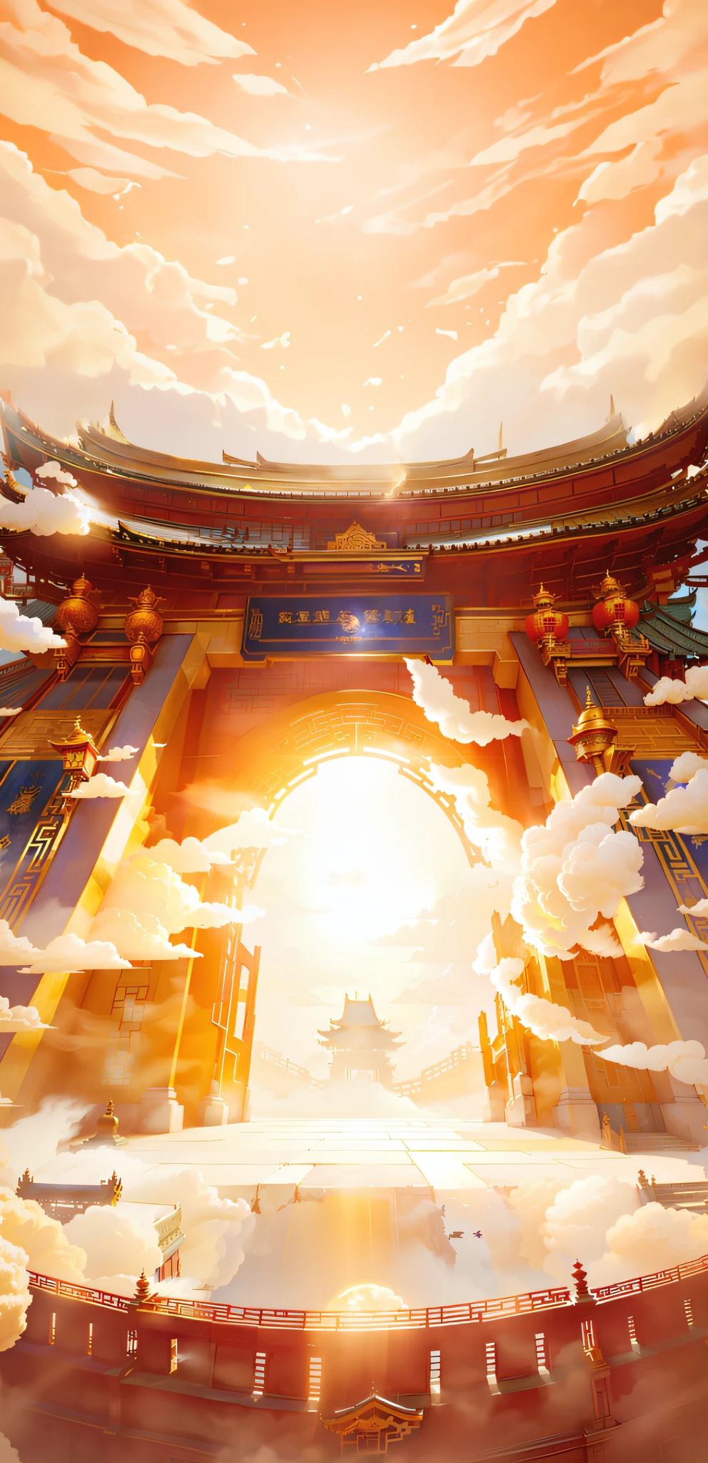 Immortal clouds are shrouded, the perspective impact is strong, and it emits golden light