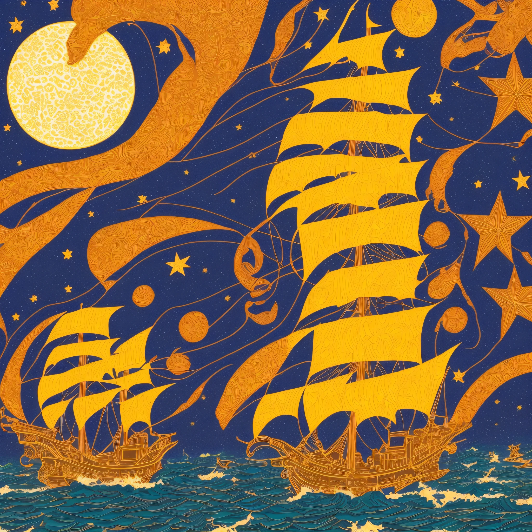 mdjrny-pprct,Santa Monica Pier under starry night sky, intricate details, ornate, (high detailed:1.2),full scene,van Goph