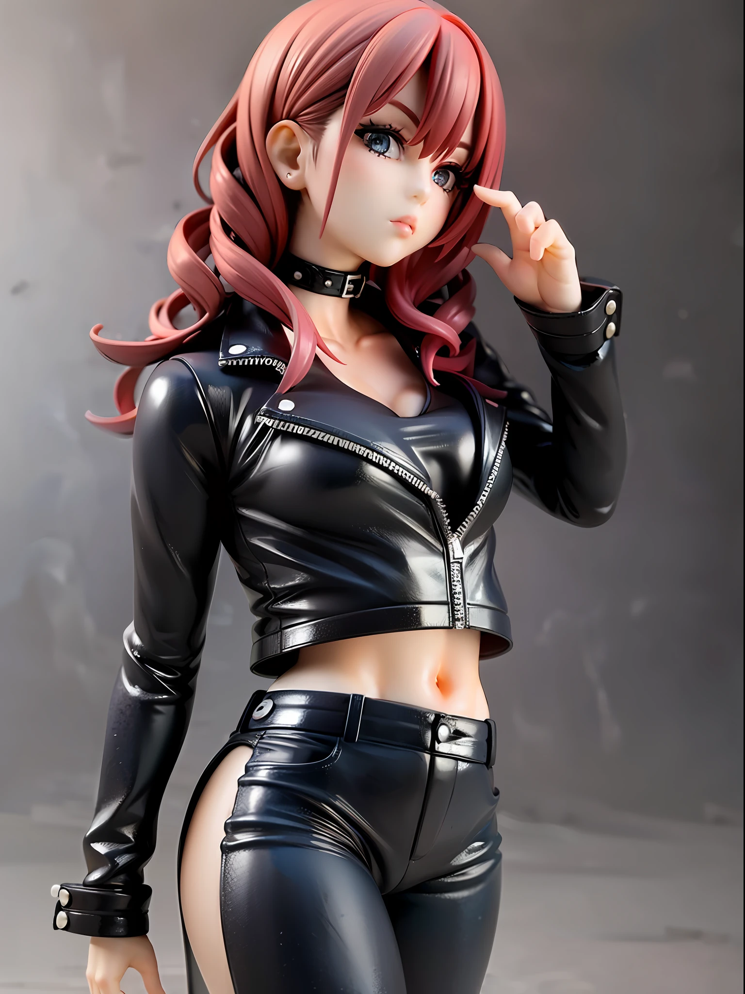 highres, ultra detailed, (ung beautiful girl, solo:1.1),rock style, edgy clothing, leather jackets, band tees, studded accessories, skinny jeans, bold makeup, statement footwear,wakame,wakame,wakame,