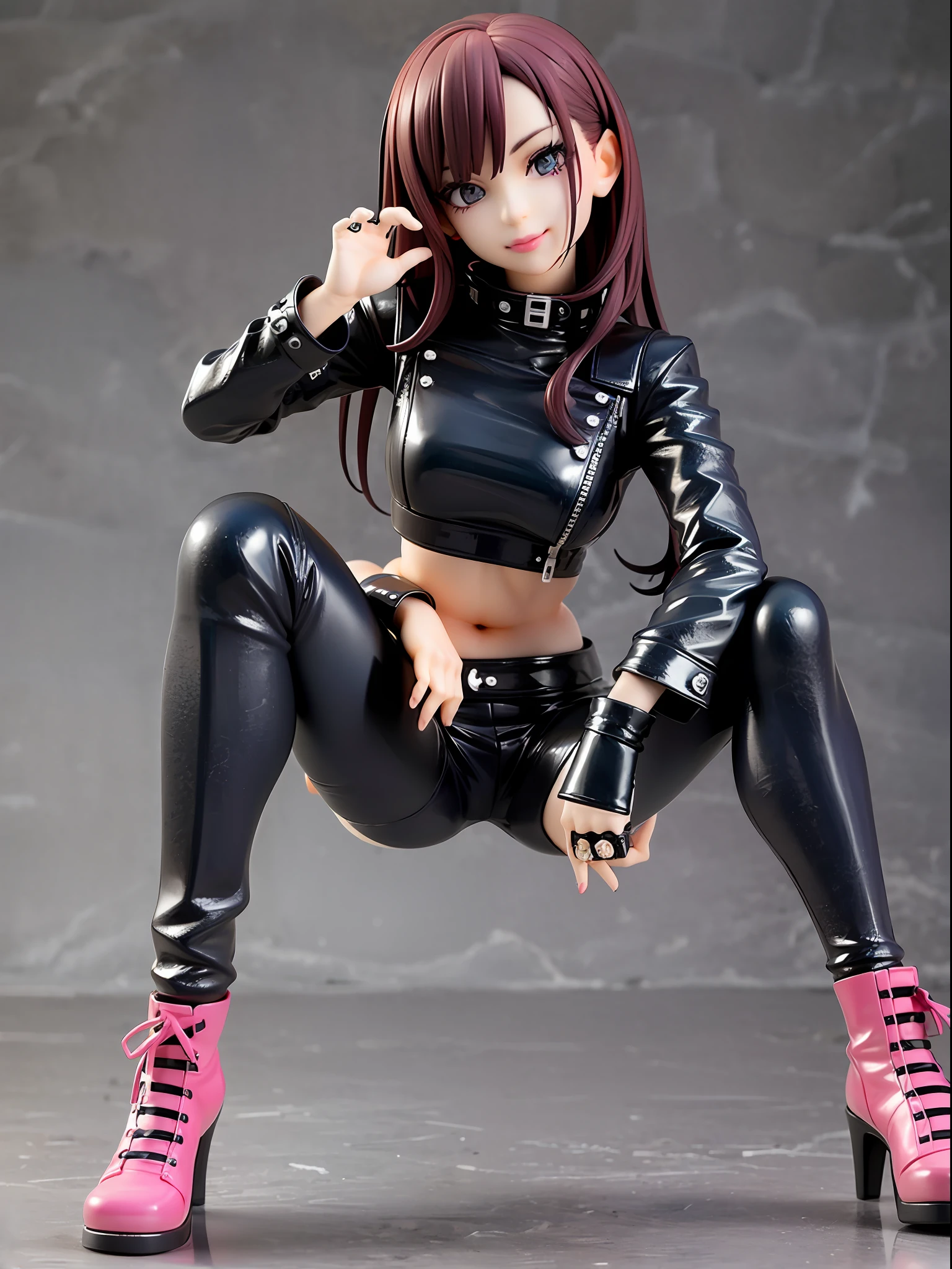 highres, ultra detailed, (1 young beautiful girl, solo:1.1),rock style, edgy clothing, leather jackets, band tees, studded accessories, skinny jeans, bold makeup, statement footwear, wakame, wakame, wakame,