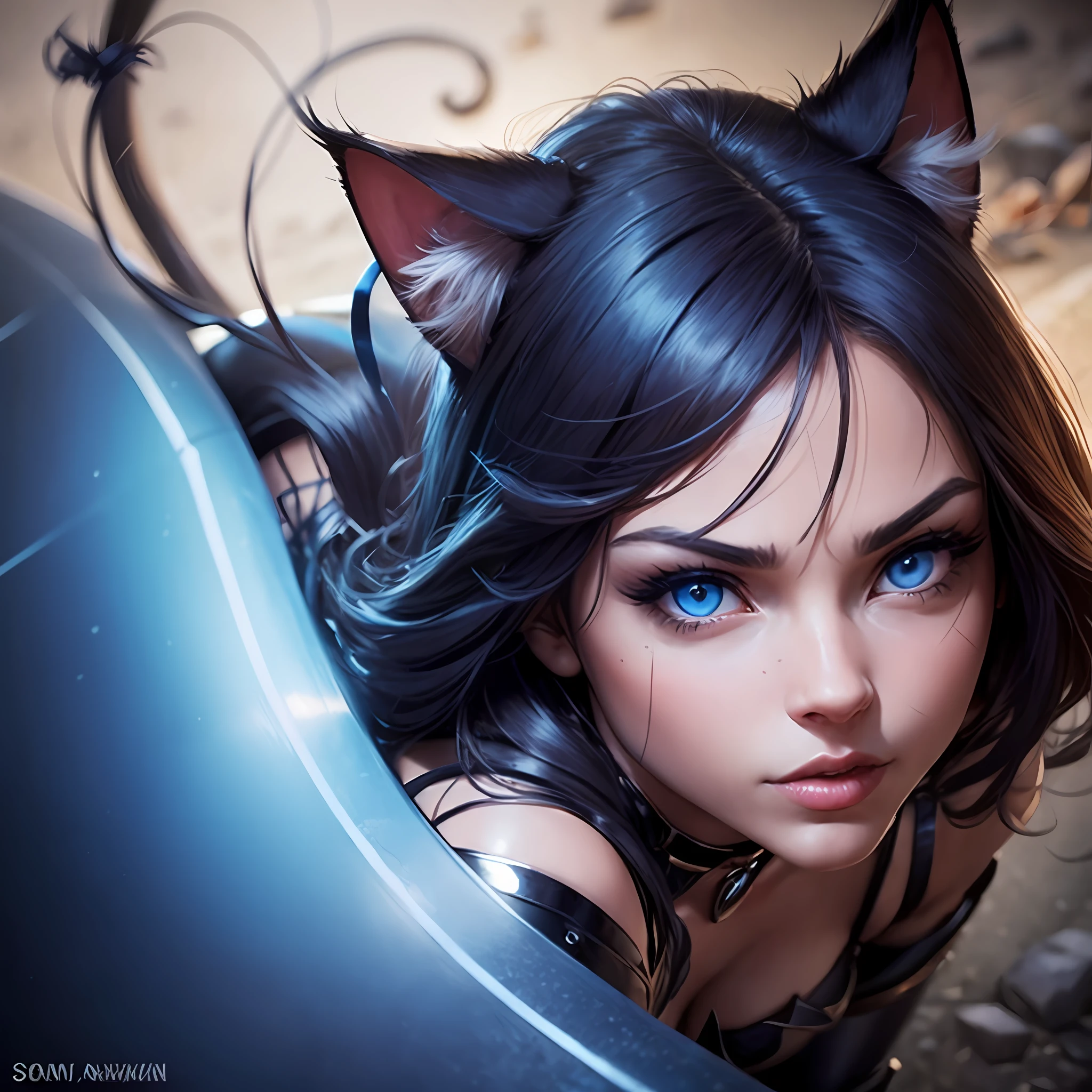 Cat woman, blue eyes, ultra realistic sexy --auto --s2