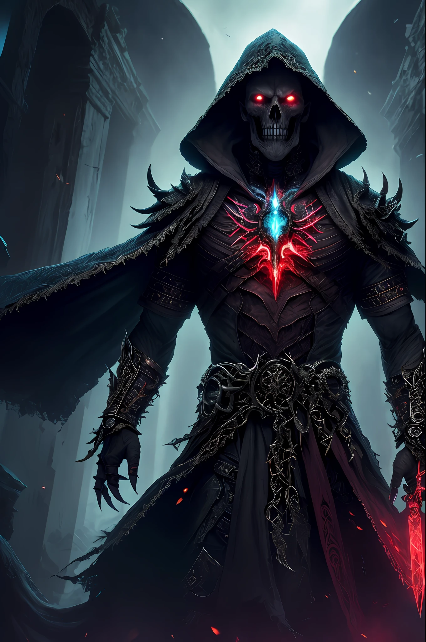 (extremely detailed 8k wallpaper), a medium shot photo of a fearful necromancer, intricate, high detail, dramatic