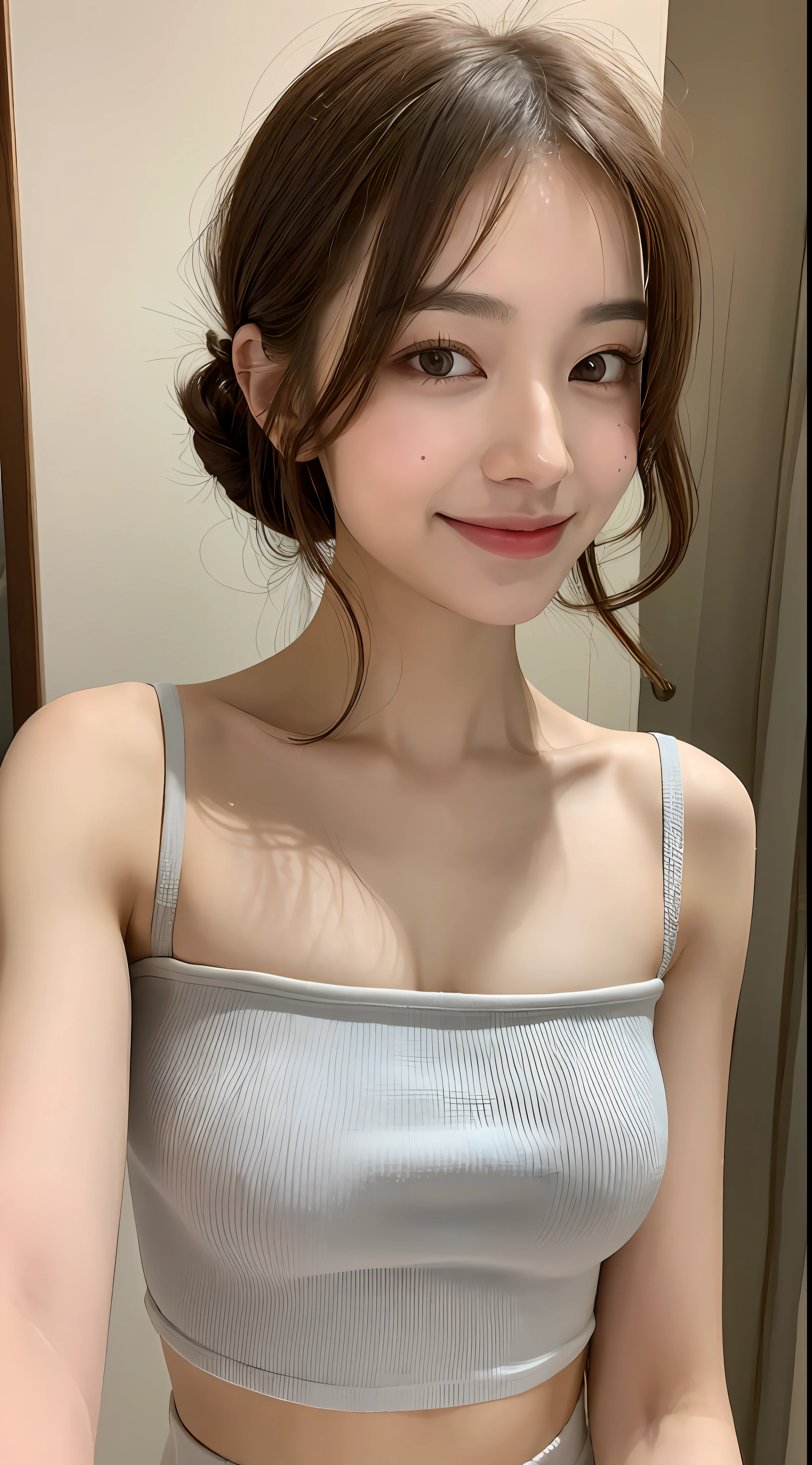 ((Best Quality, 8K, Masterpiece: 1.3)), 1girl, Slim Abs Beauty: 1.3, (Casual hairstyle, Big breasts: 1.2), Dress: 1.1, Super fine face, Delicate eyes, Double eyelids, smile