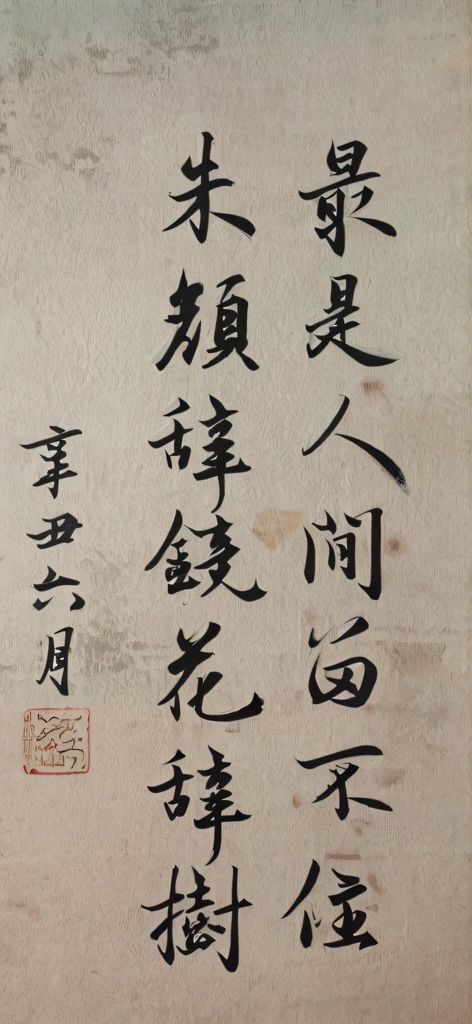 there is a picture of a chinese calligraphy written in a scroll, chinese calligraphic painting, in style of fenghua zhong, style of feng zhu, inspired by Emperor Huizong of Song, style of guo hua, chinese text, inspired by Zhang Shunzi, by Emperor Huizong of Song, inspired by Dong Yuan