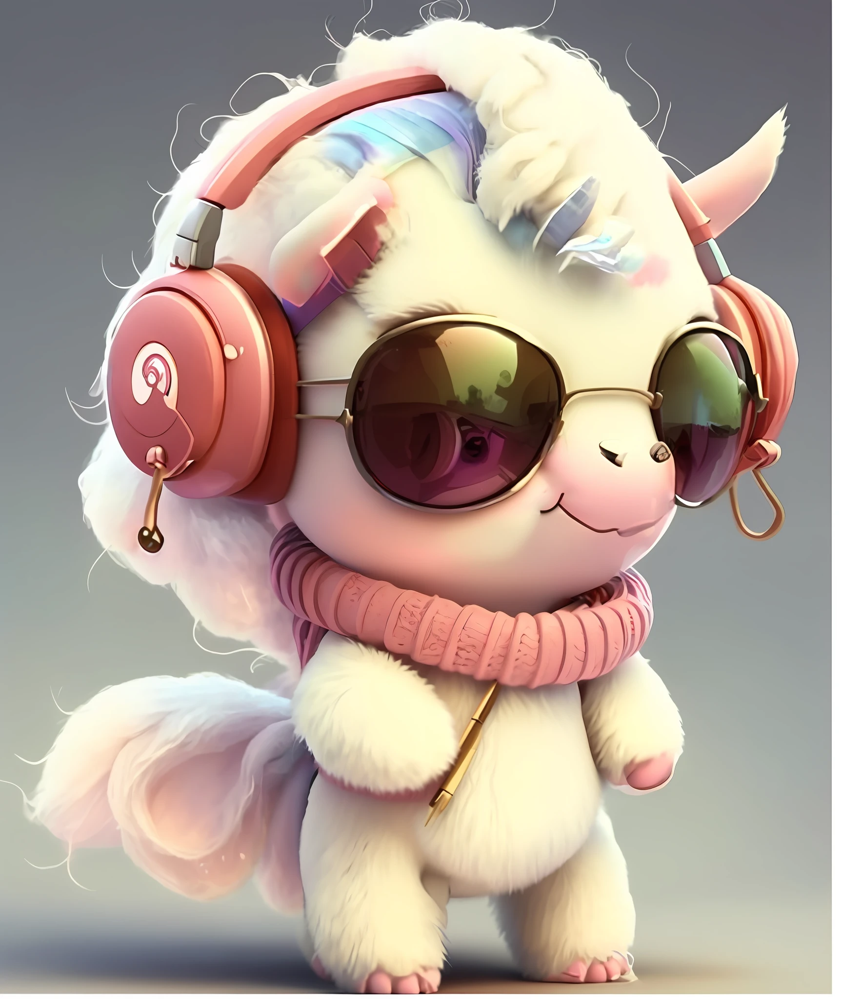 cartoon unicorn with headphones and a scarf, cute artwork, cutecore, vibing to music, cute digital art, : 5 stylish, looking heckin cool and stylish, pinky pie my little pony, with head phones, ruan cute vtuber, 😃😀😄☺🙃😉😗, profile pic, jamming to music, adorable digital painting, cartoonish cute --auto --s2