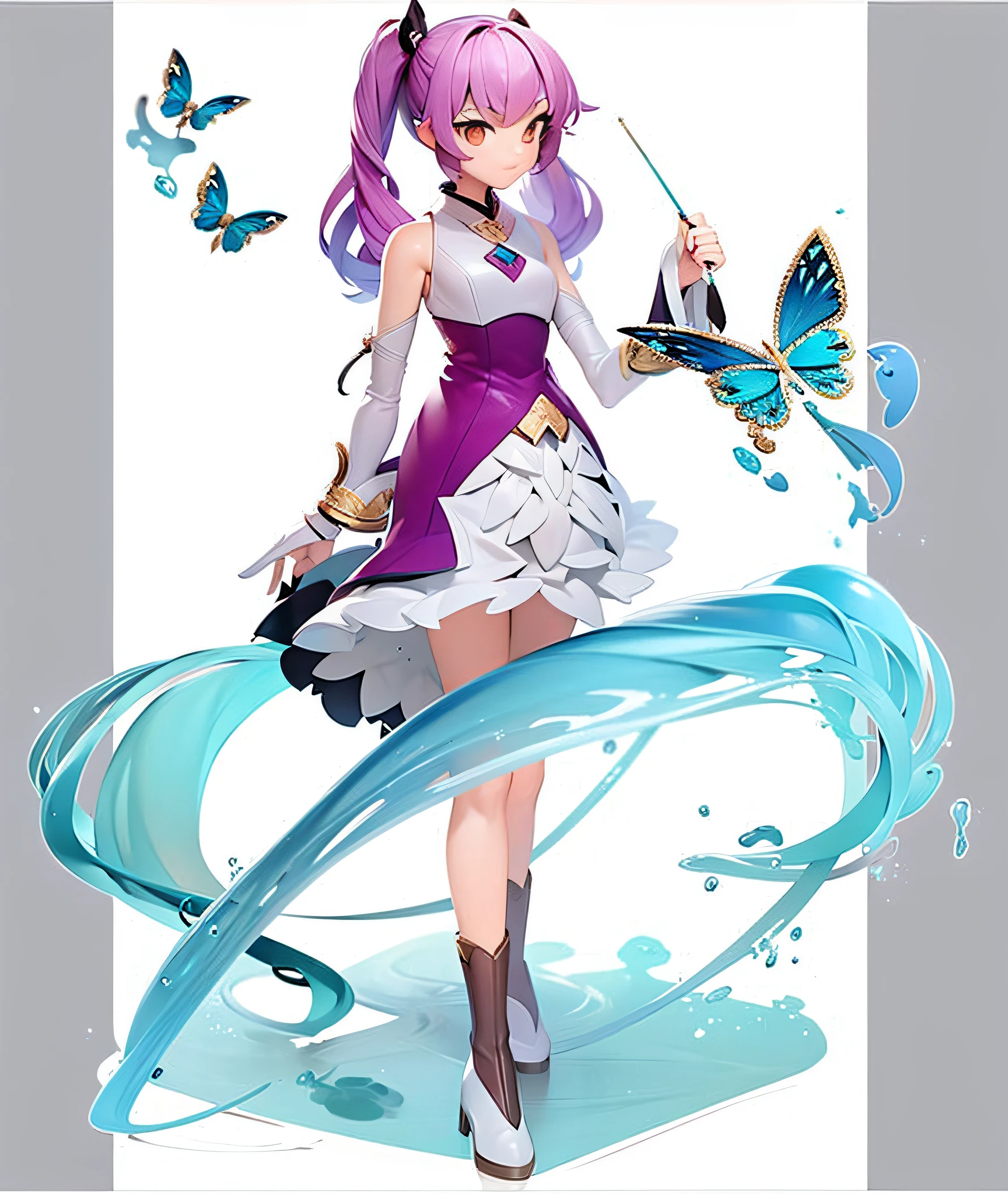 3D two-dimensional, redraw light and shadow, highlight smooth skin, highlight clothing lace translucent, highlight water material, highlight water translucent texture, refine body details, optimize body details, refine boot details