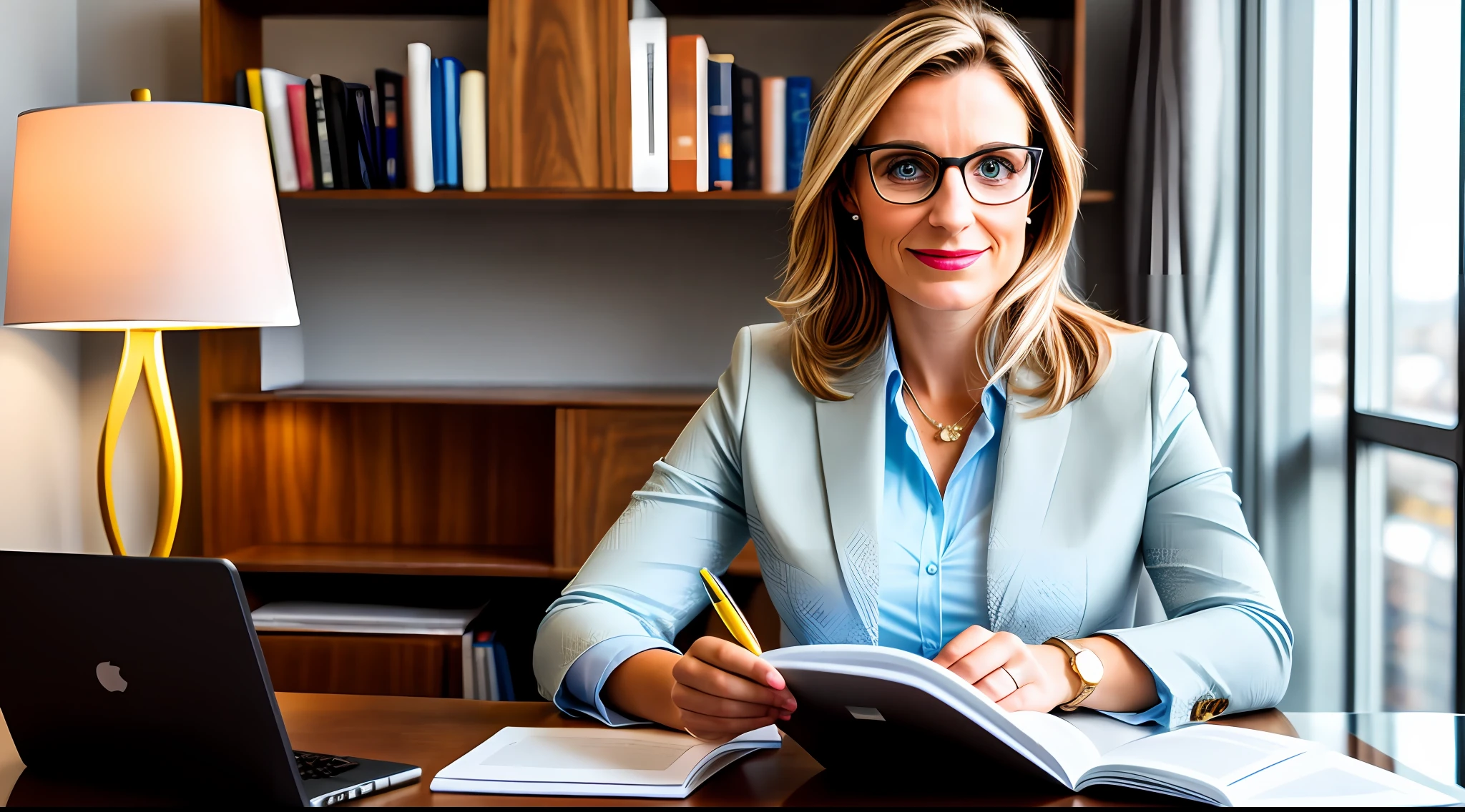 light and bright, 8k, photo the size of the beautiful 35-year-old European lady, secretary of a company, complex detail, realistic texture, dynamic composition, high contrast,