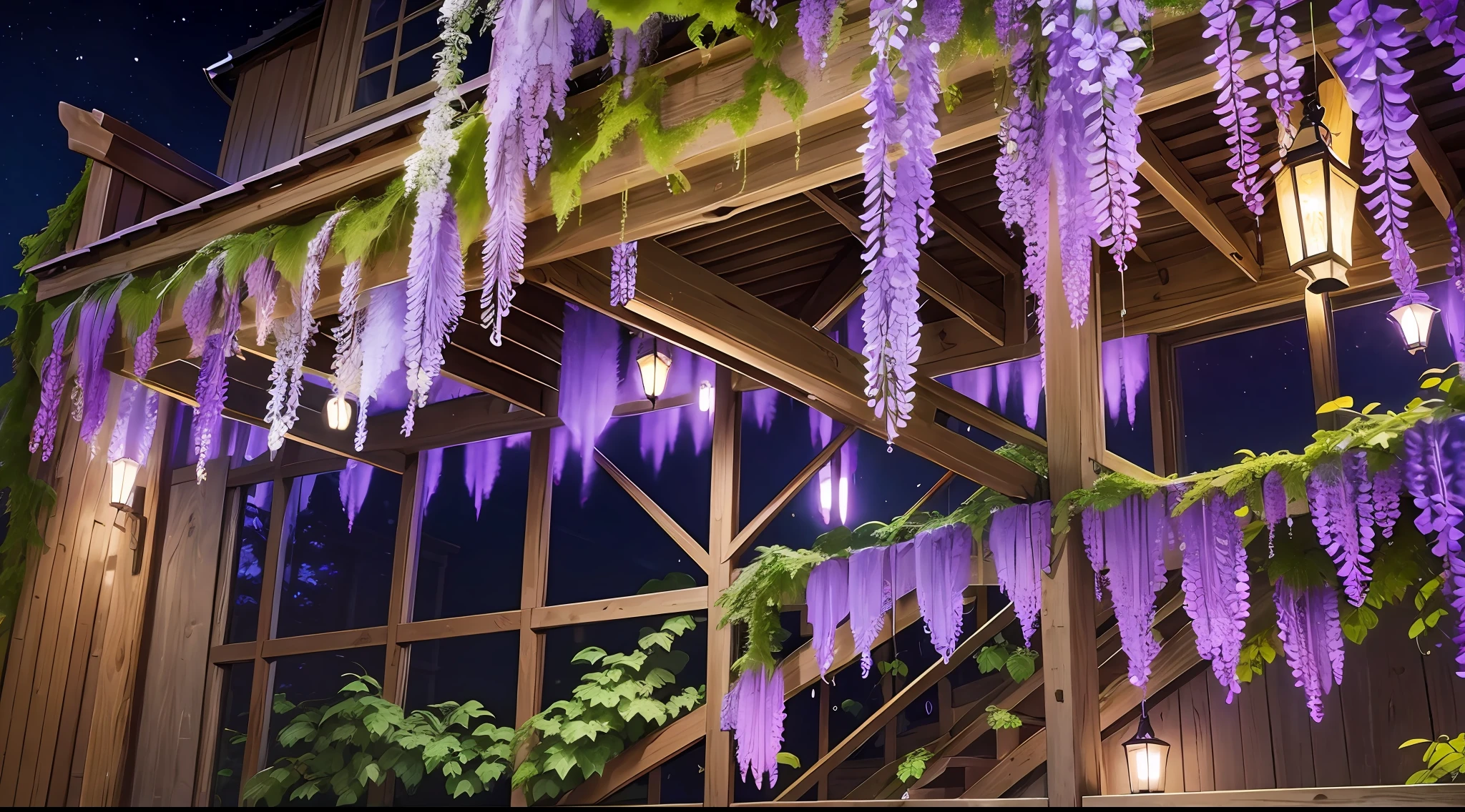 Wisteria shelf. Night view. It was lit up. --auto --s2