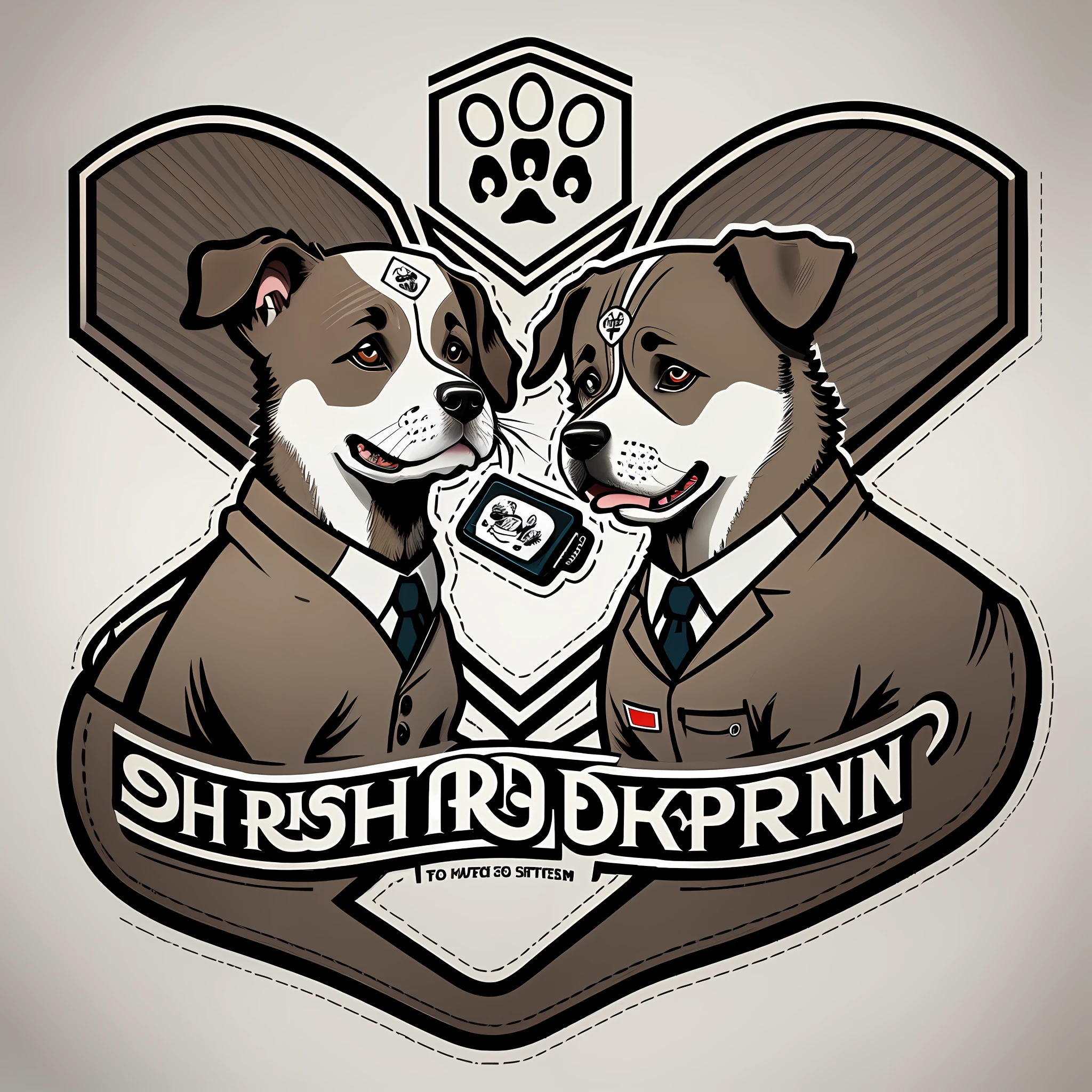 a dog barbershop, logo, vector, line art, design, inspired, straight, symmetry