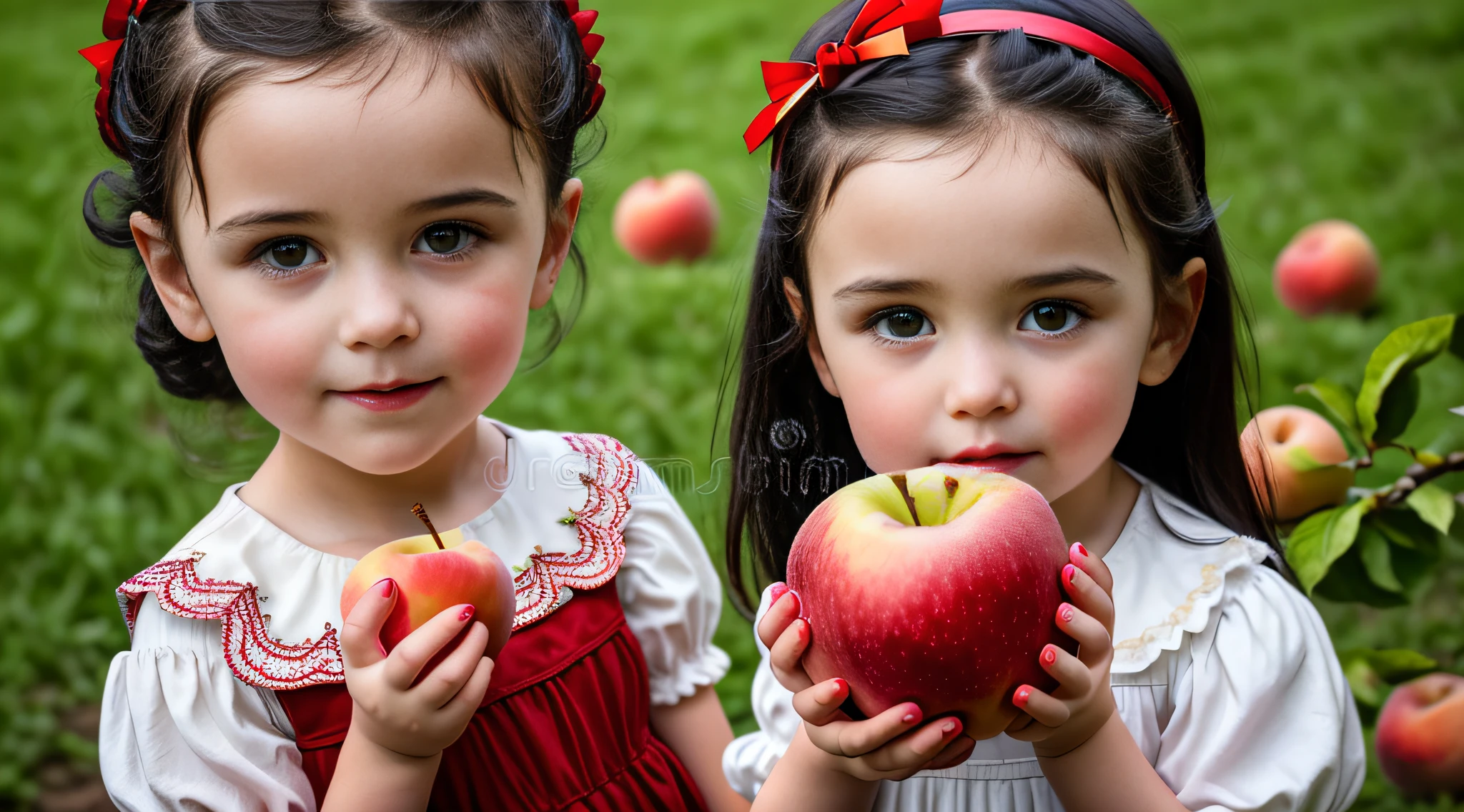 there is a  holding two apples in her hands, holding an apple, with apple, portrait of snow white, snow white, one holds apple in hand, red apples, eating rotting fruit, apples, kids, istockphoto, stock photo, she is easting a peach, closeup portrait shot, red apple, children, girl, istock, portrait shot