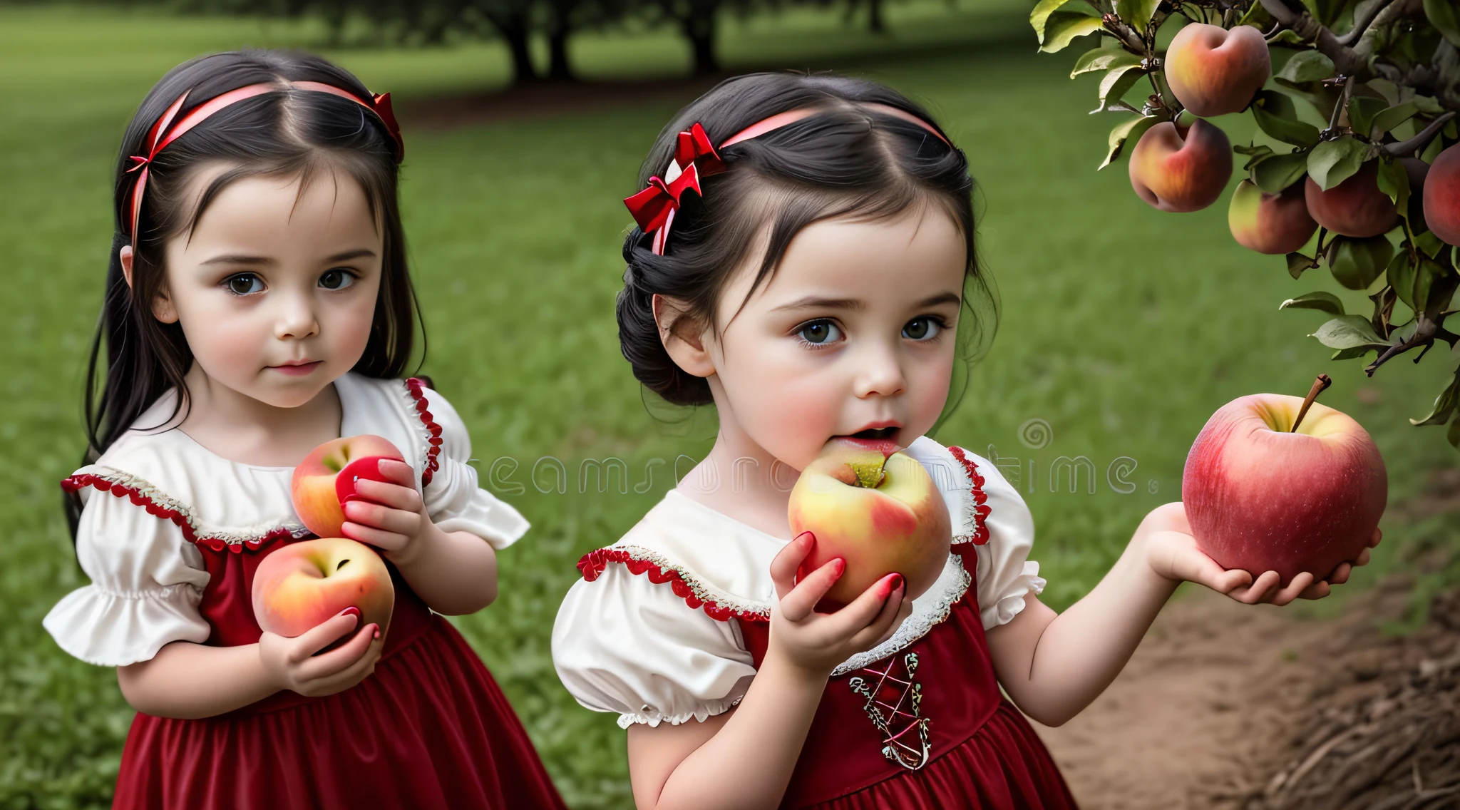 there is a  girl holding two apples in her hands, holding an apple, with apple, portrait of snow white, snow white, one holds apple in hand, red apples, eating rotting fruit, apples, kids, istockphoto, stock photo, she is easting a peach, closeup portrait shot, red apple, children, girl, istock, portrait shot