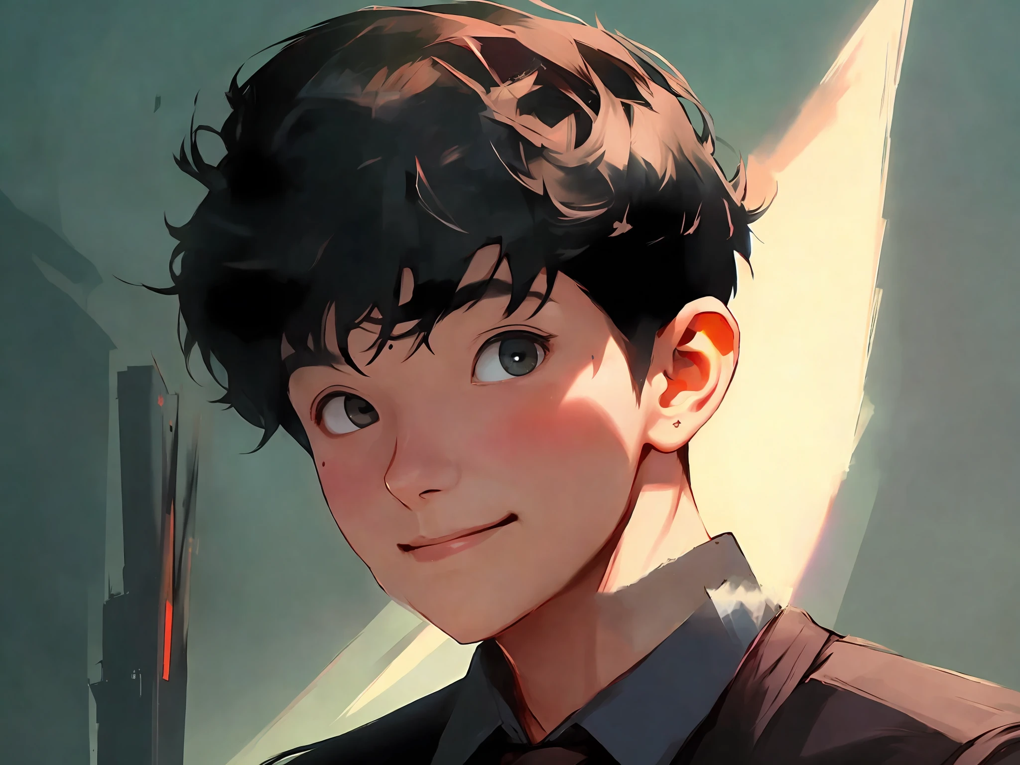 there is a young boy with a black shirt and a tie, ross tran style, ross tran!!!, artwork in the style of guweiz, anime realism style, realistic anime artstyle, ilya kuvshinov face, ilya kuvshinov style, made with anime painter studio, breathtaking ilya kuvshinov, realistic anime art style, inspired by Ross Tran