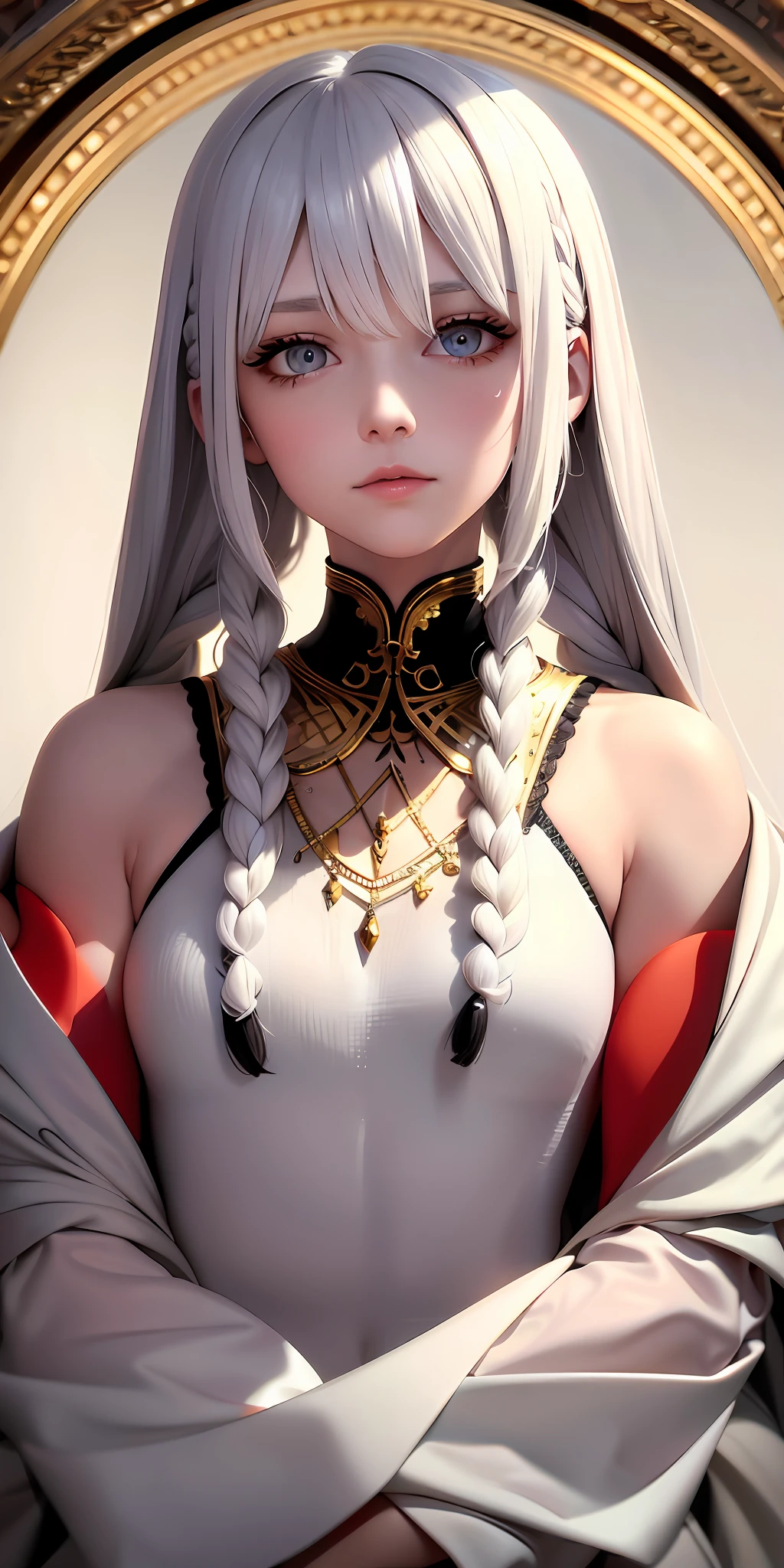 A close up of a woman with long hair and a necklace - SeaArt AI