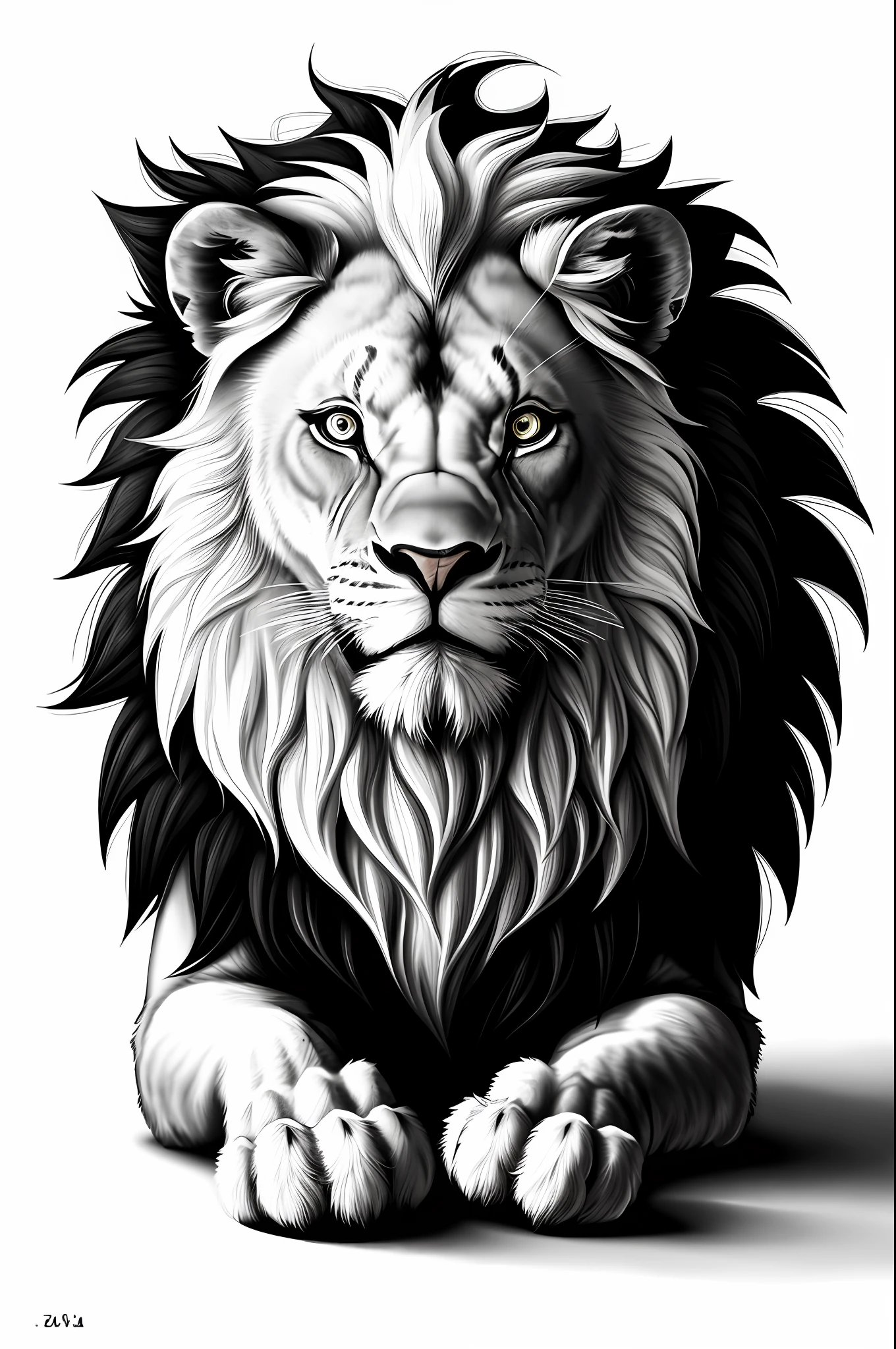 Lion in black and white