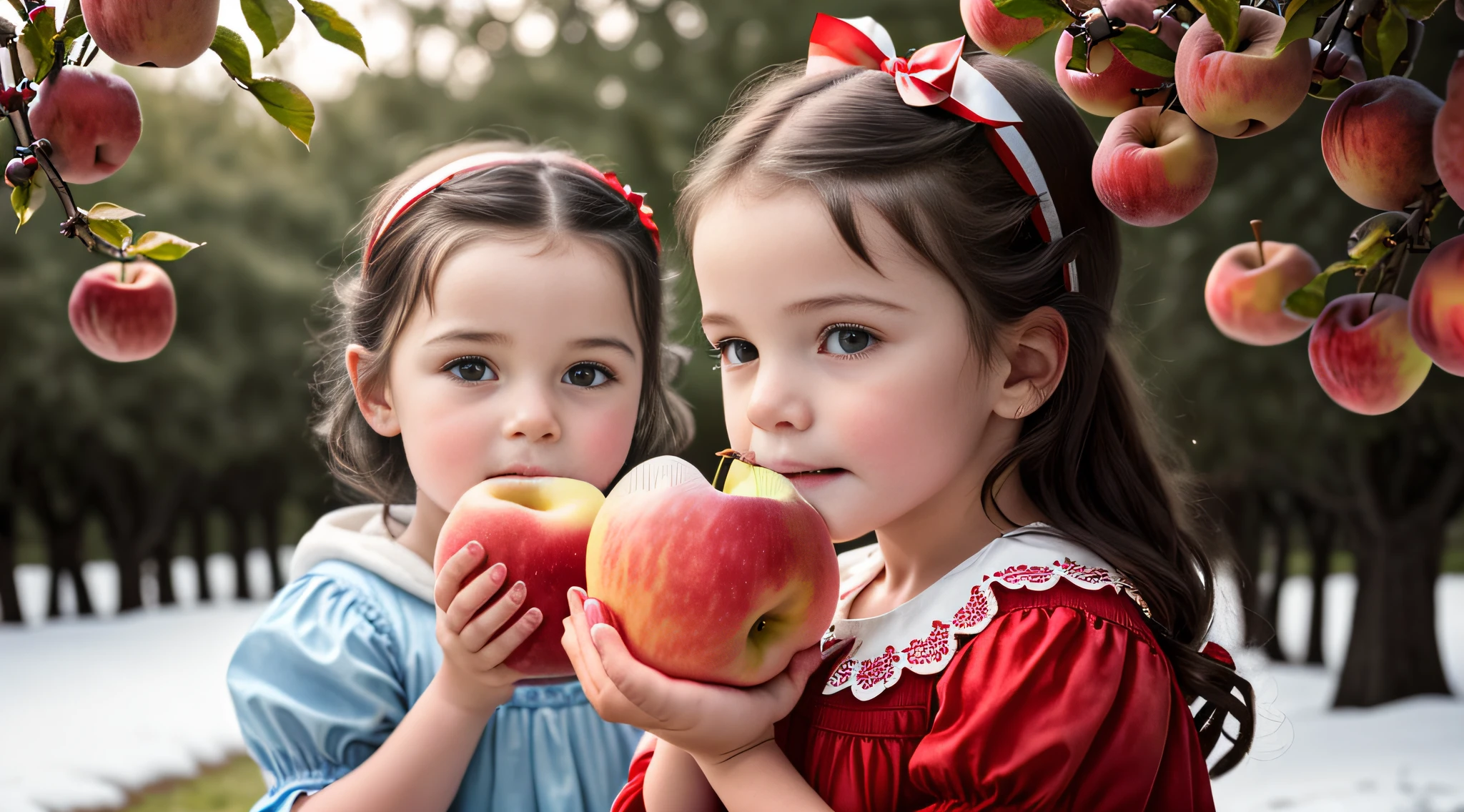 there is a  girl holding two apples in her hands, holding an apple, with apple, portrait of snow white, snow white, one holds apple in hand, red apples, eating rotting fruit, apples, kids, istockphoto, stock photo, she is easting a peach, closeup portrait shot, red apple, children, girl, istock, portrait shot