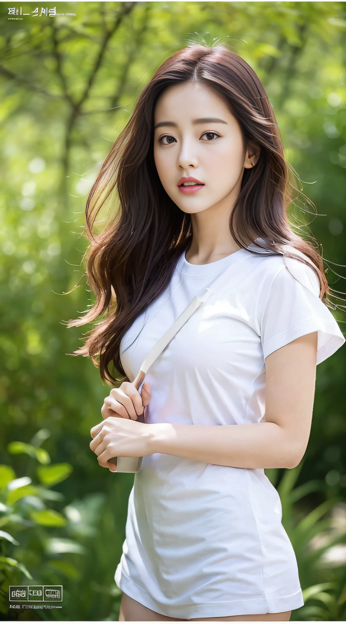 A woman in a white t-shirt poses for a photo, a picture inspired by Ma Won-woo, tumblr, realism, dilraba dilmurat, beautiful korean woman, korean girl, cute korean actress, beautiful korean young woman, gorgeous korean young woman, young cute korean face, Kim young-hin, Nguyen Jia-beautiful! , Korean female fashion model
